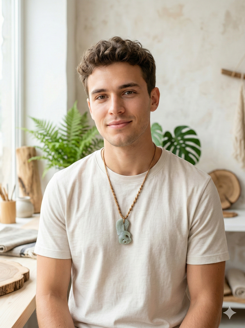 Handmade Macrame Necklace with Eagle Pendant and Natural Stone