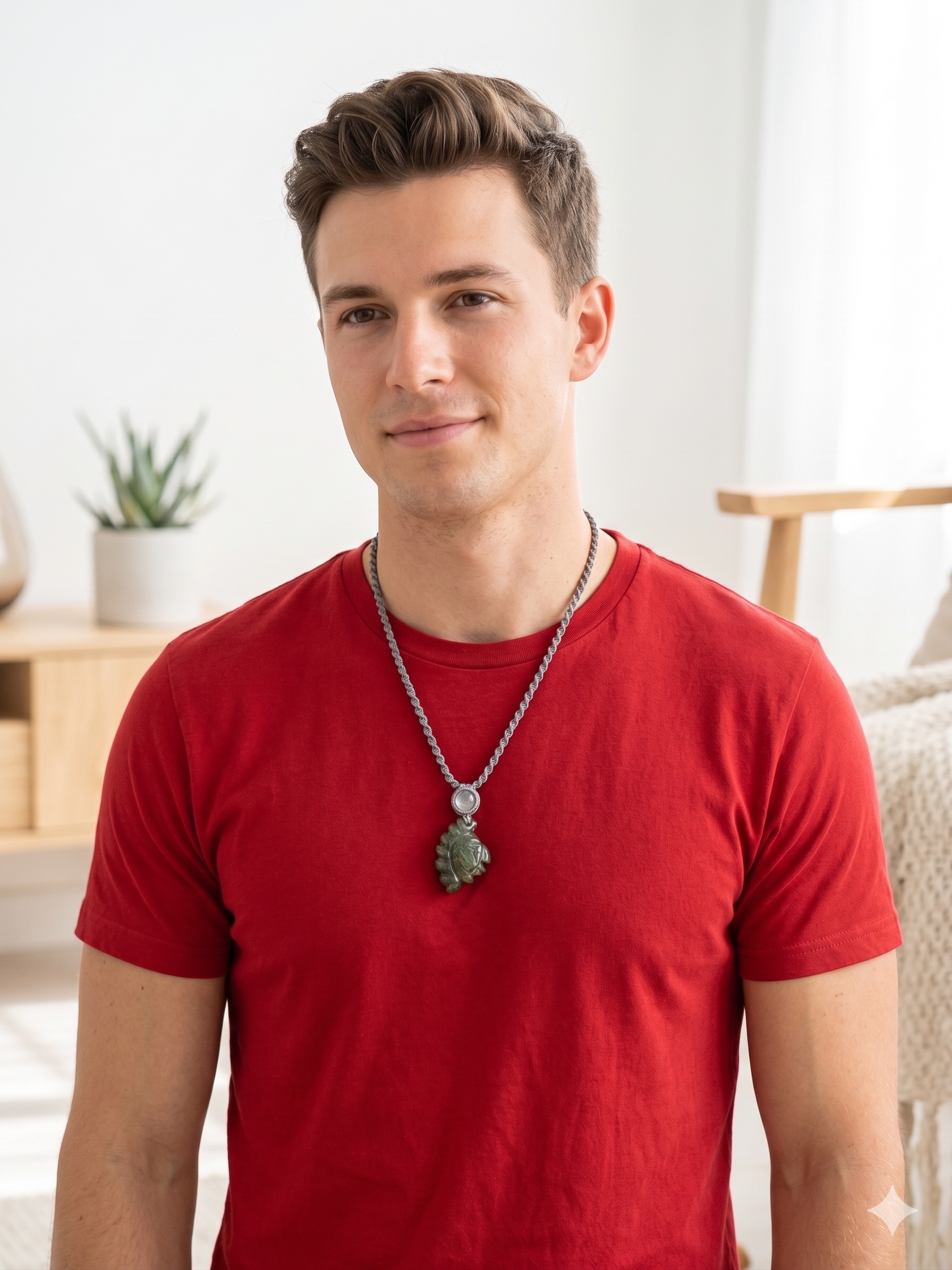 Handmade Macrame Necklace with Natural Stone and Inca Face