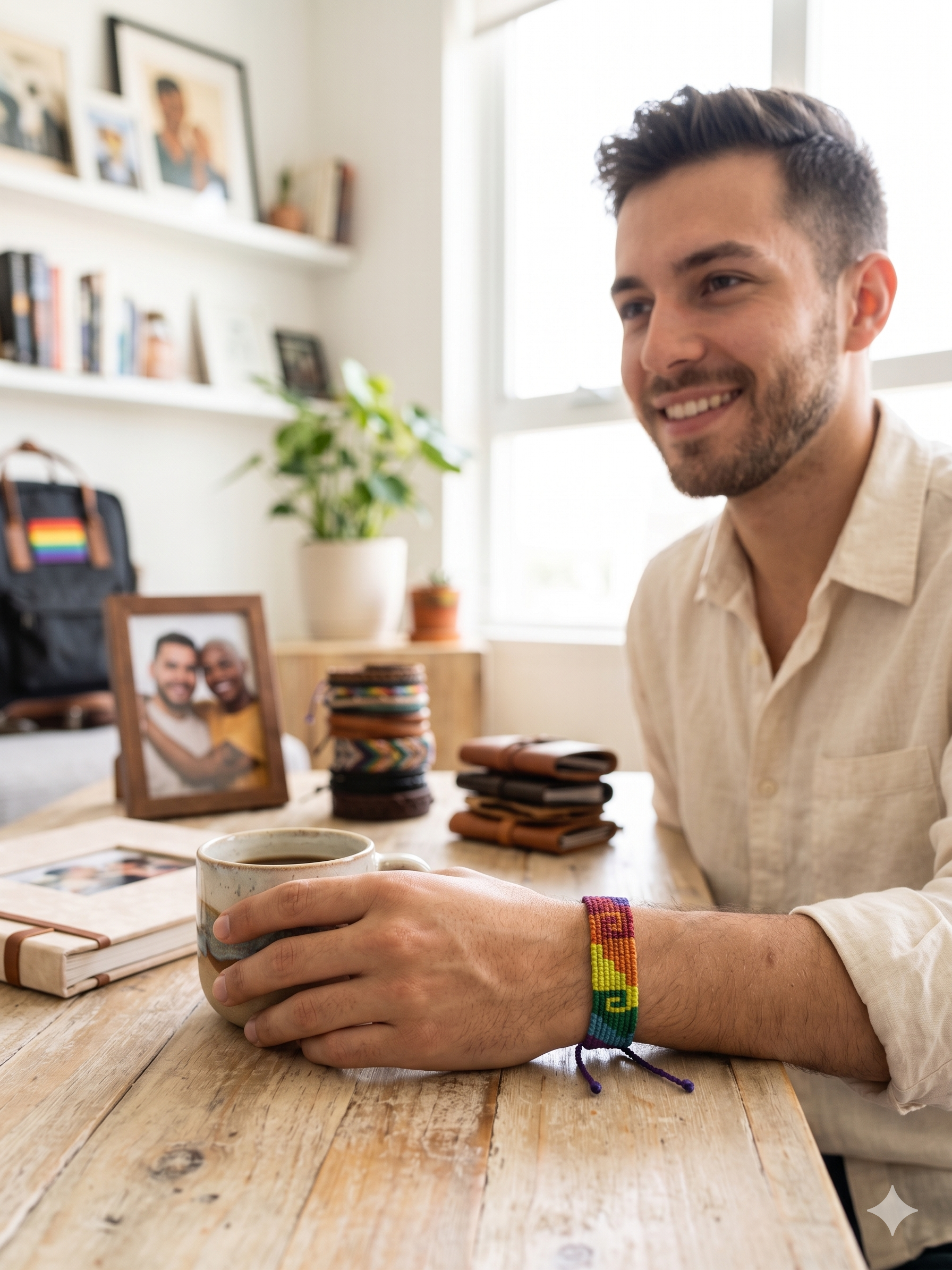 Gay Pride Flag Bracelet Love Friendship Handwoven Macrame LGBT Rainbow