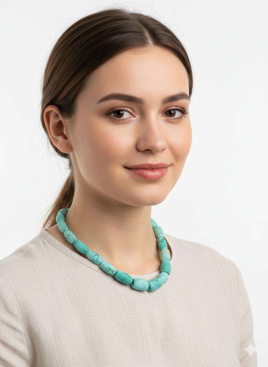 Natural Stone Choker Necklace Unisex Adjustable Handmade