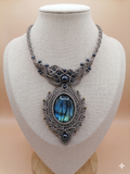 Handmade Natural Labradorite Macrame Necklace