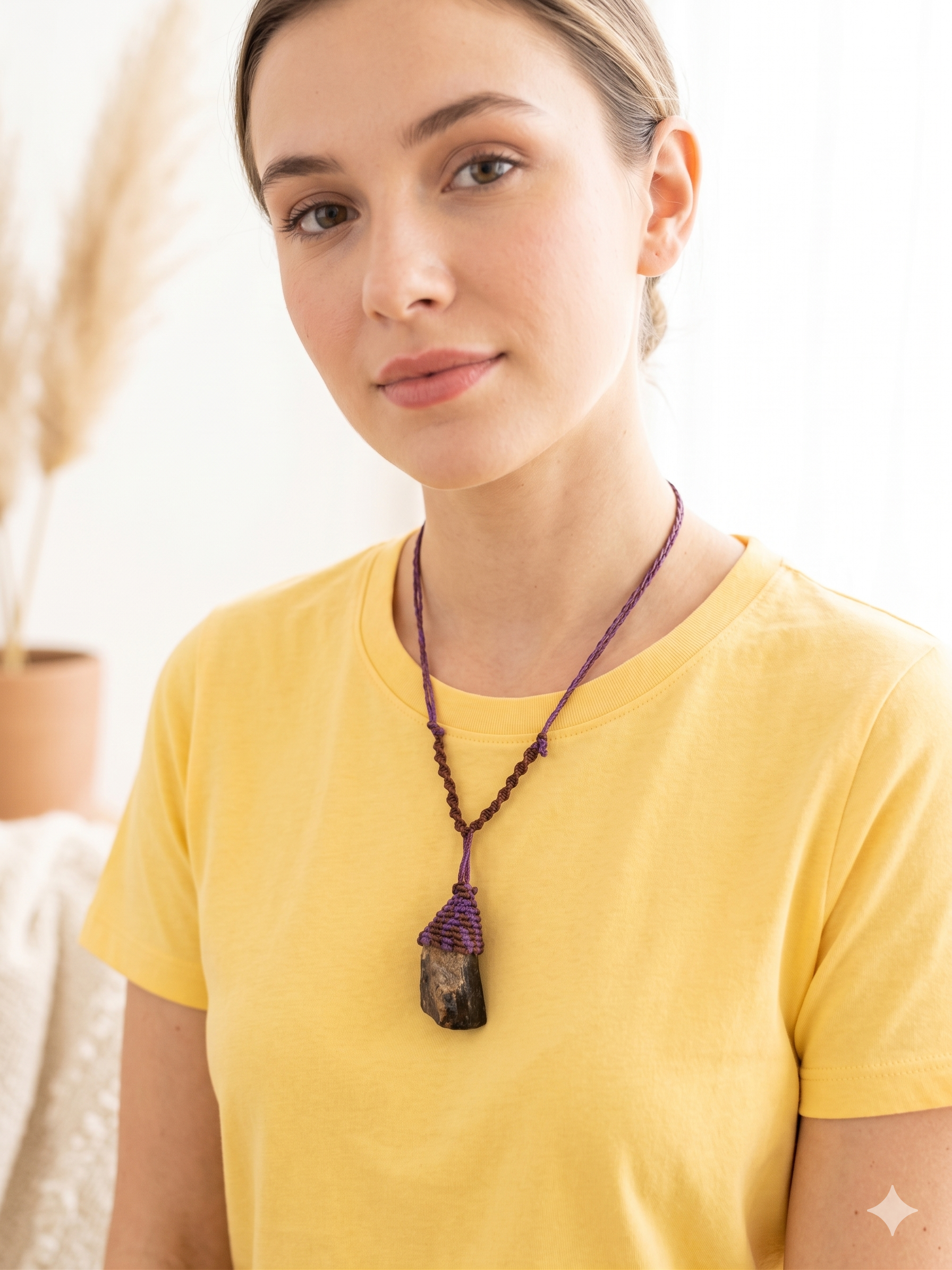 Natural Onyx Macrame Necklace Spiritual Amulet Protection