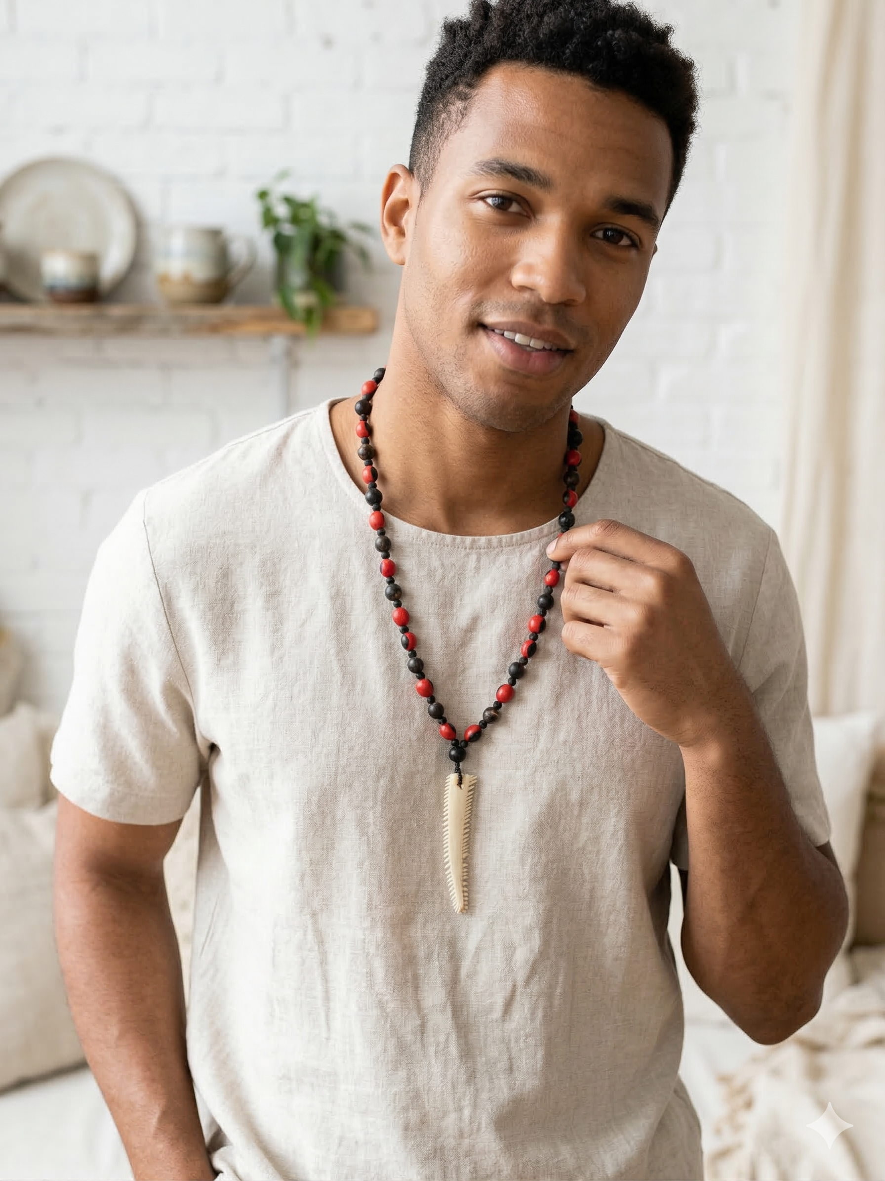 Handmade Necklace with Huayruro Seeds for Protection and Good Luck