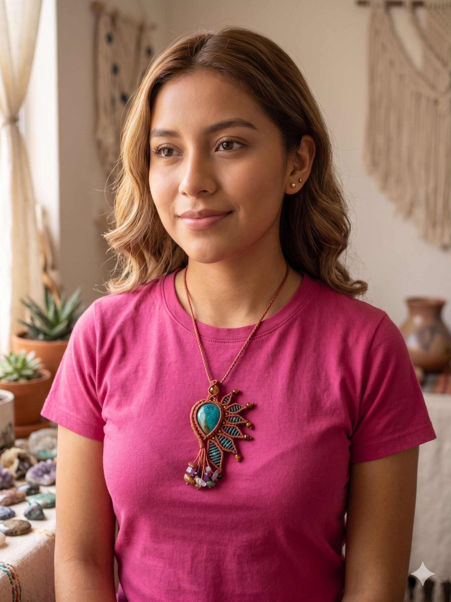 Maramé Necklace Handmade Natural Turquoise Pendant