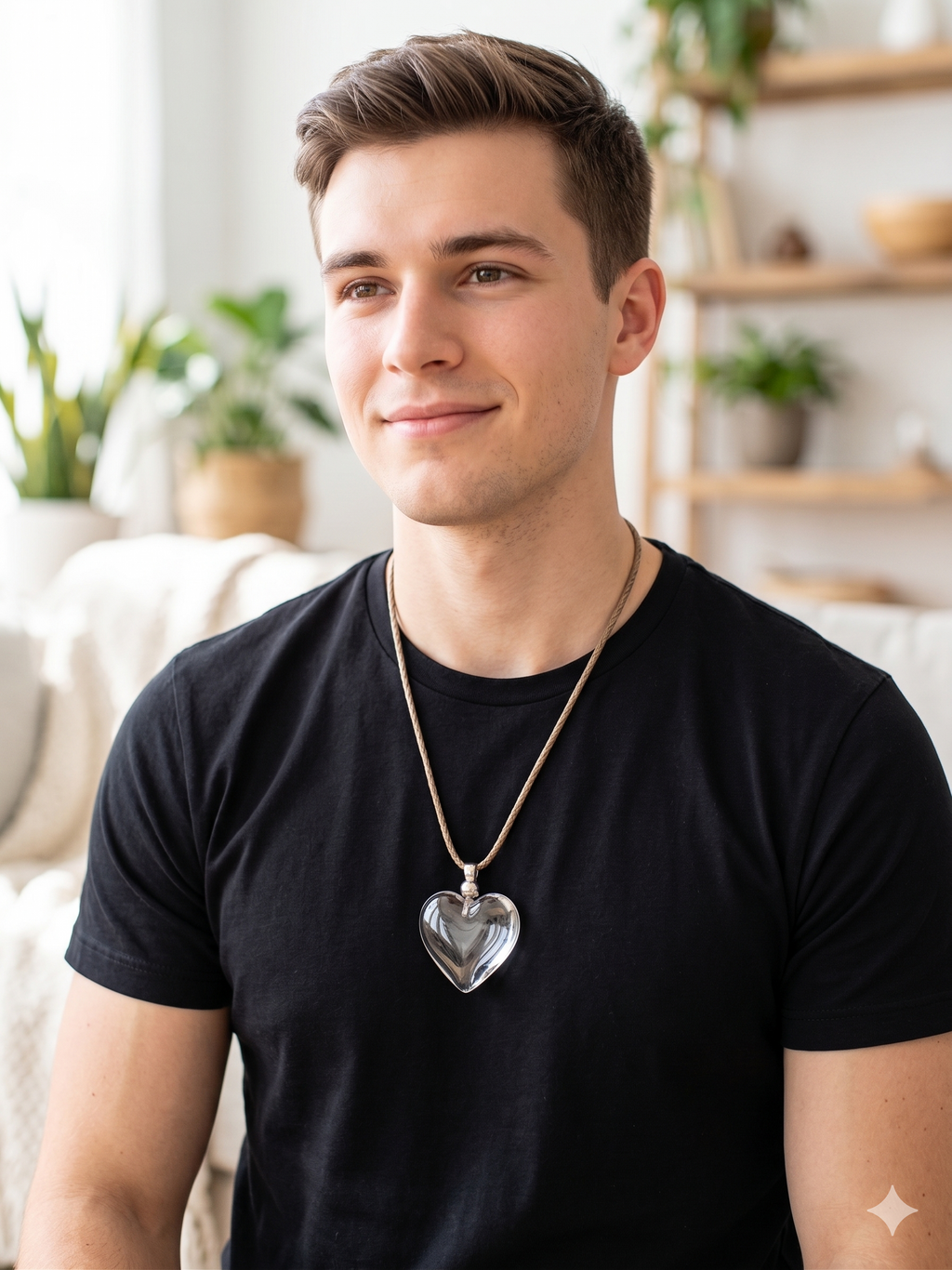 Heart Necklace Quartz Crystal Pendant Unisex