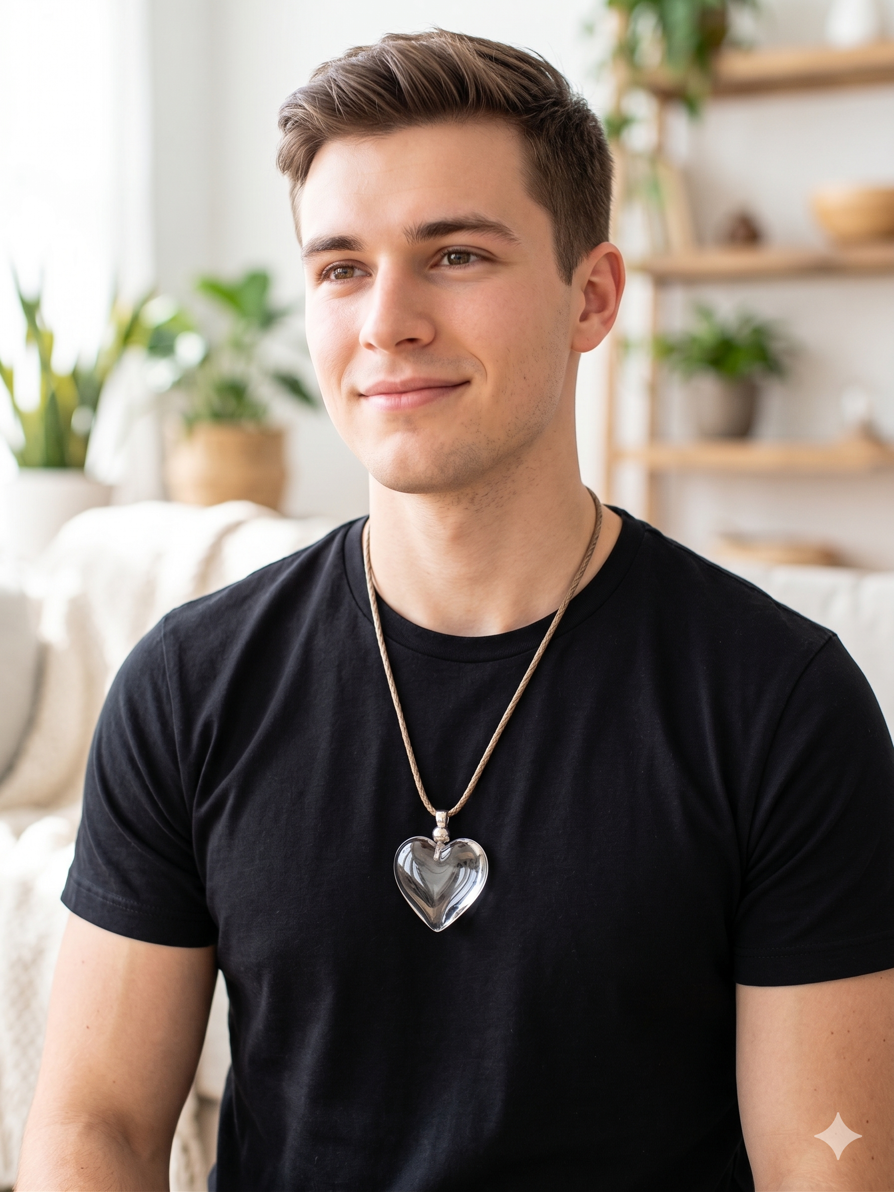 Heart Necklace Quartz Crystal Pendant Unisex