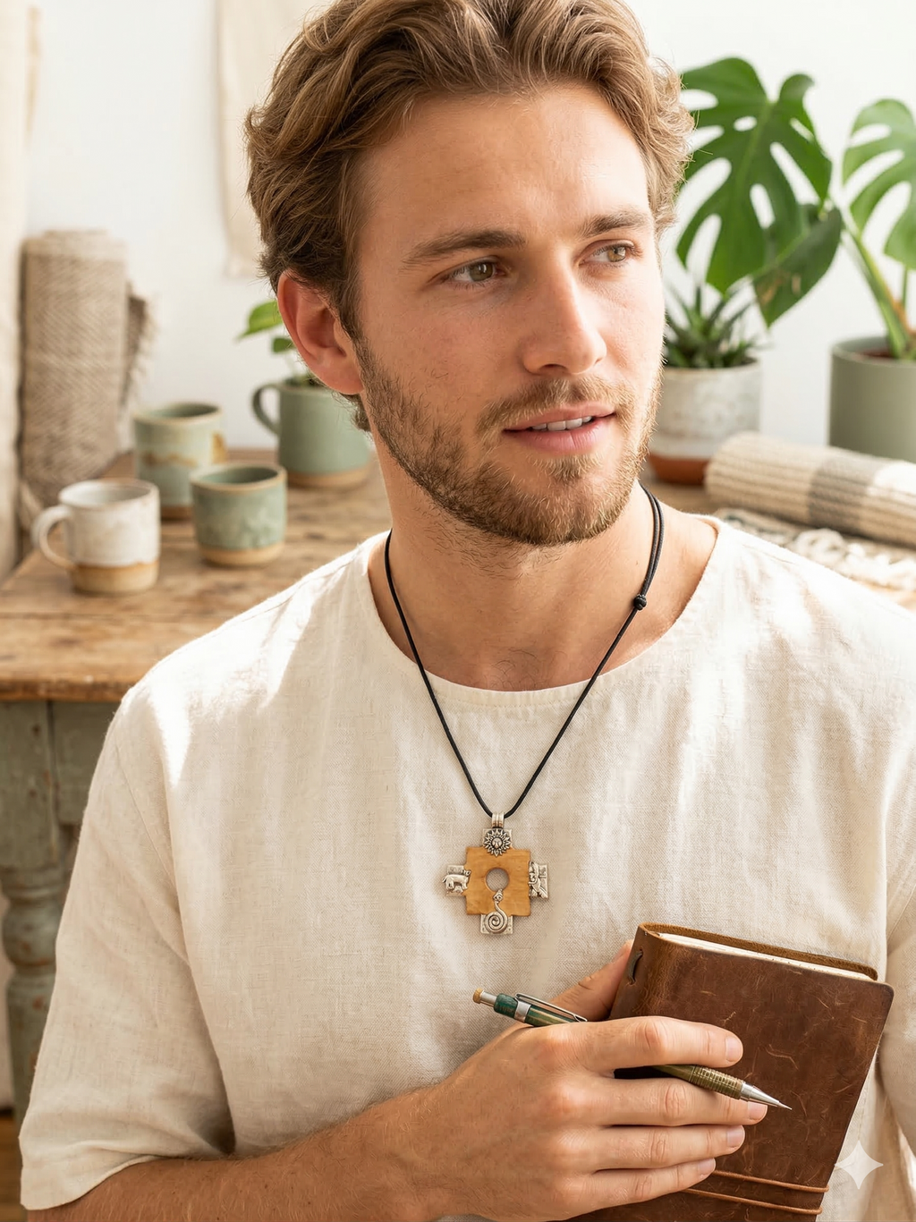 Chakana Inca Cross Necklace, Hand-Carved Chonta Wood
