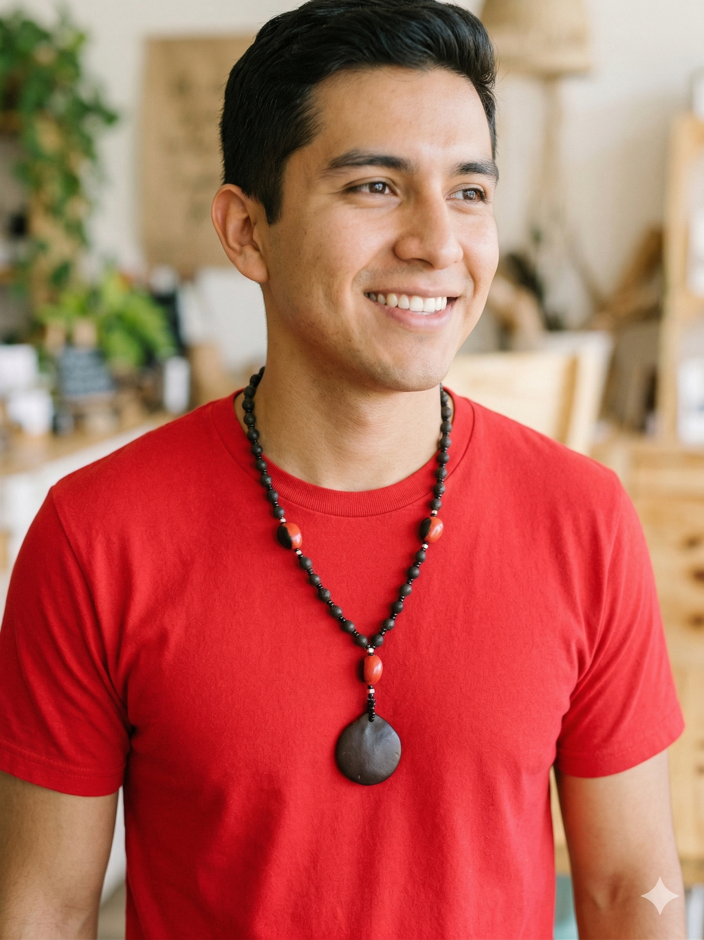 Handmade Amazon Rainforest Seed Necklace Huayruro Amulet