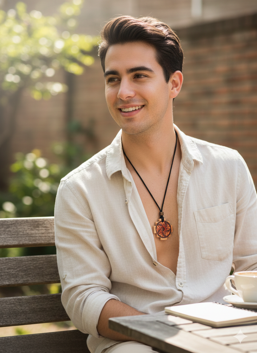Unisex Handmade Ceramic Inca Chakana Necklace