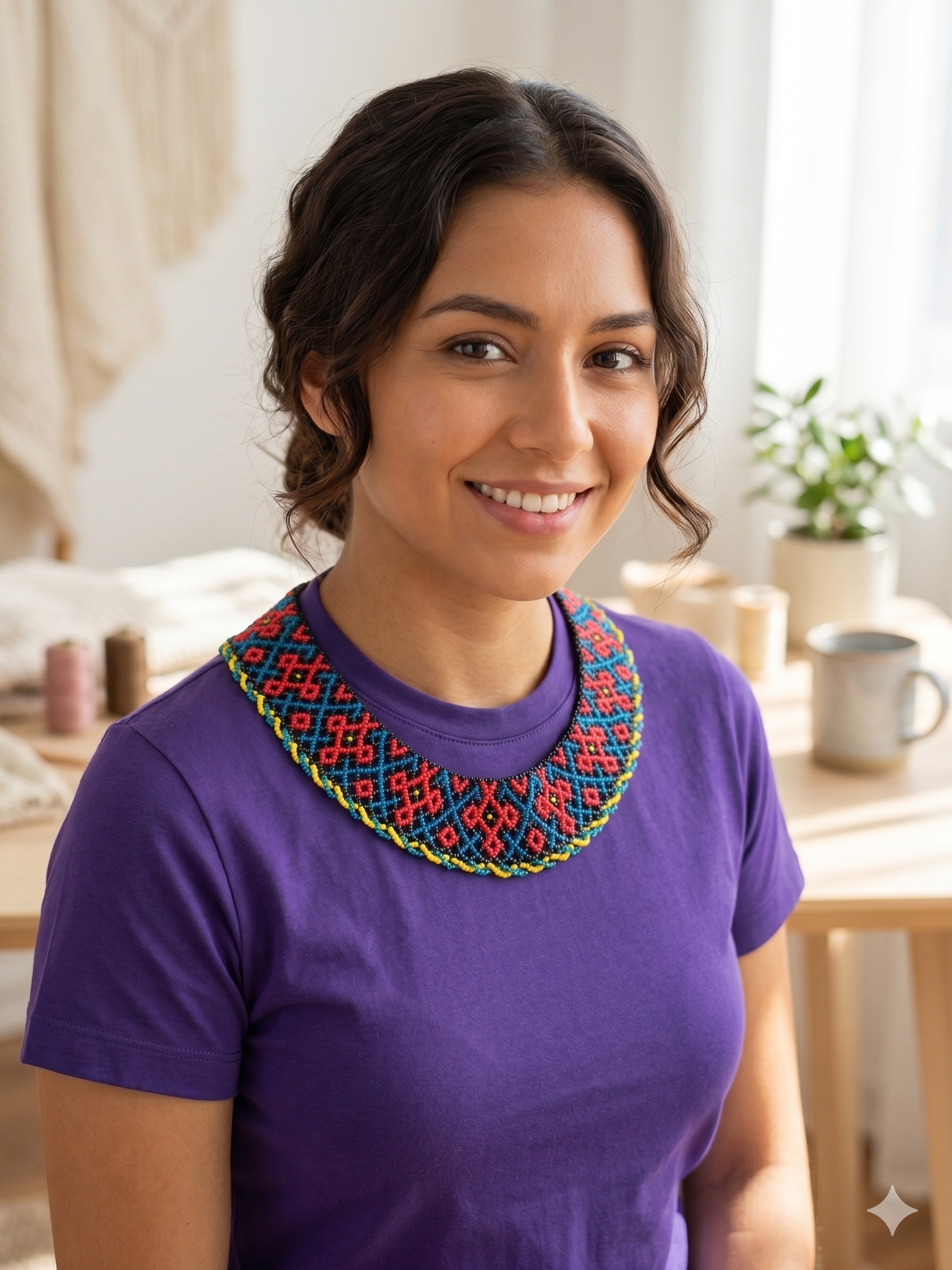 Handwoven Beaded Necklace, Multicolor Choker with Geometric Patterns