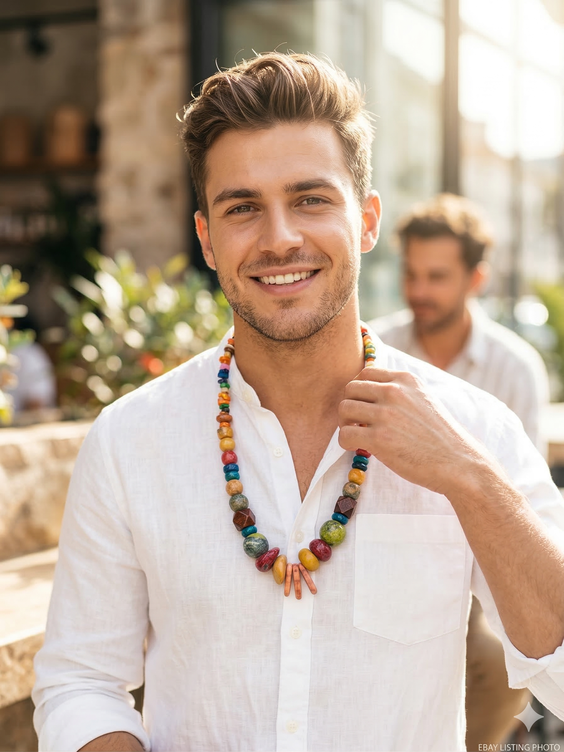Handmade Necklace with Multicolored Natural Stone