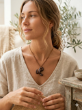 Carved Stone Snake Necklace Pendant Cord Peruvian Handicraft