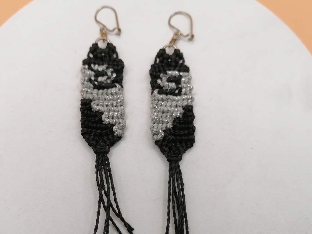 Black Labyrinth Macrame Dangle Earrings