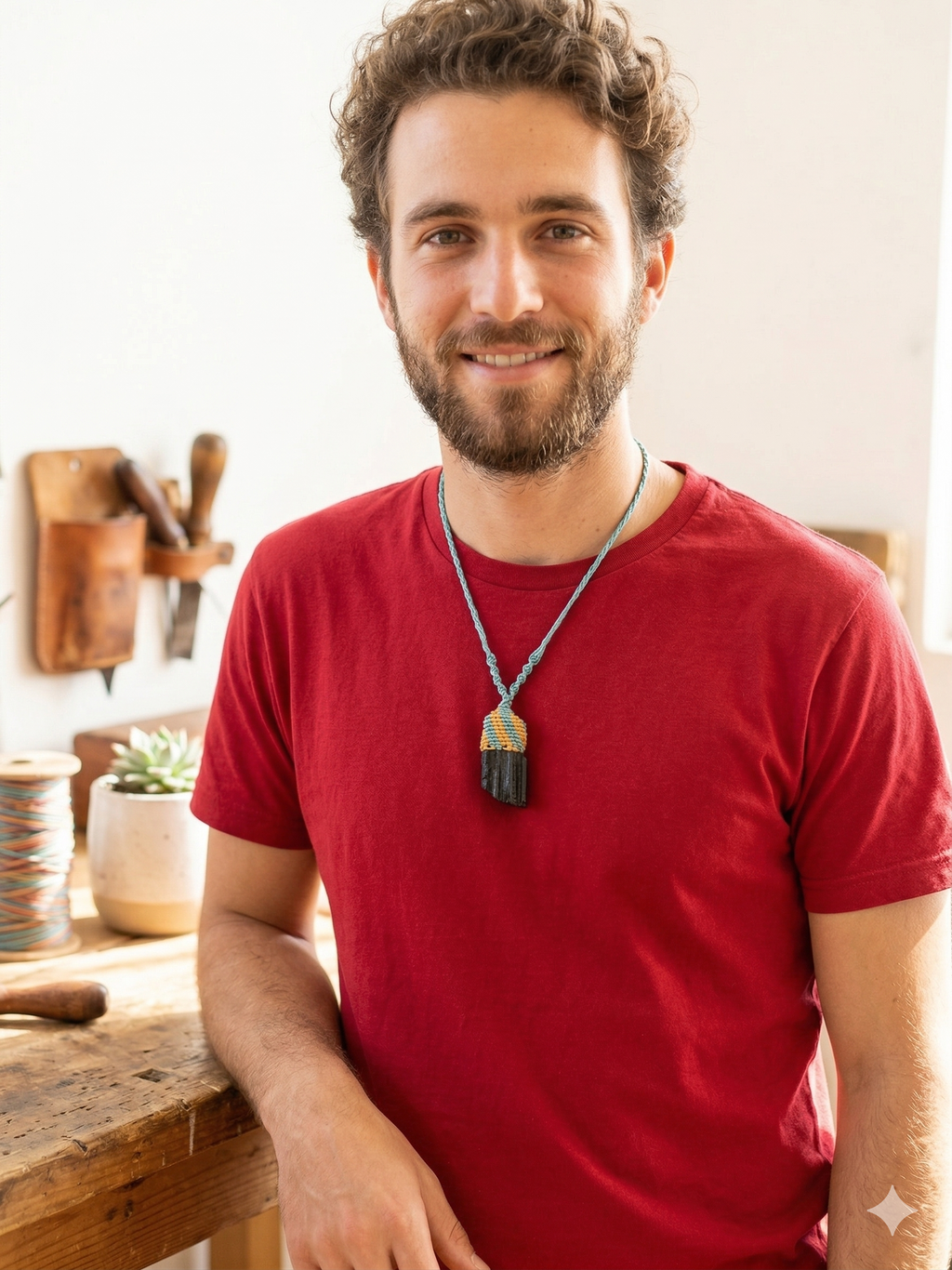 Handmade Macrame Necklace, Natural Onyx, Peruvian Craftsmanship