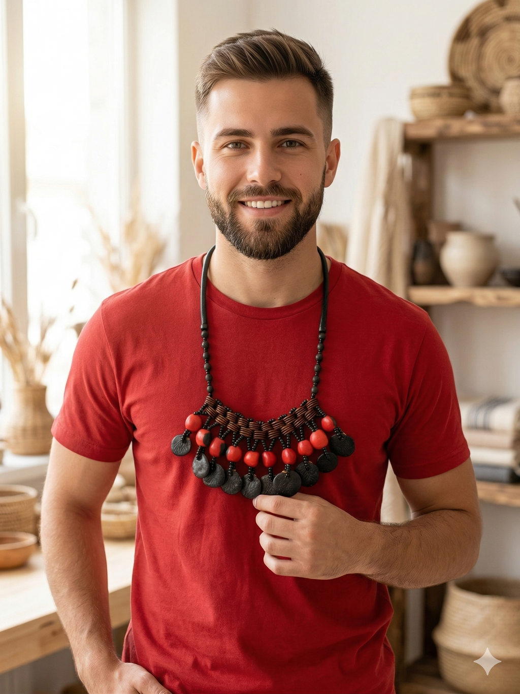 Shaman Necklace Handwoven with Natural Huayruro Seeds