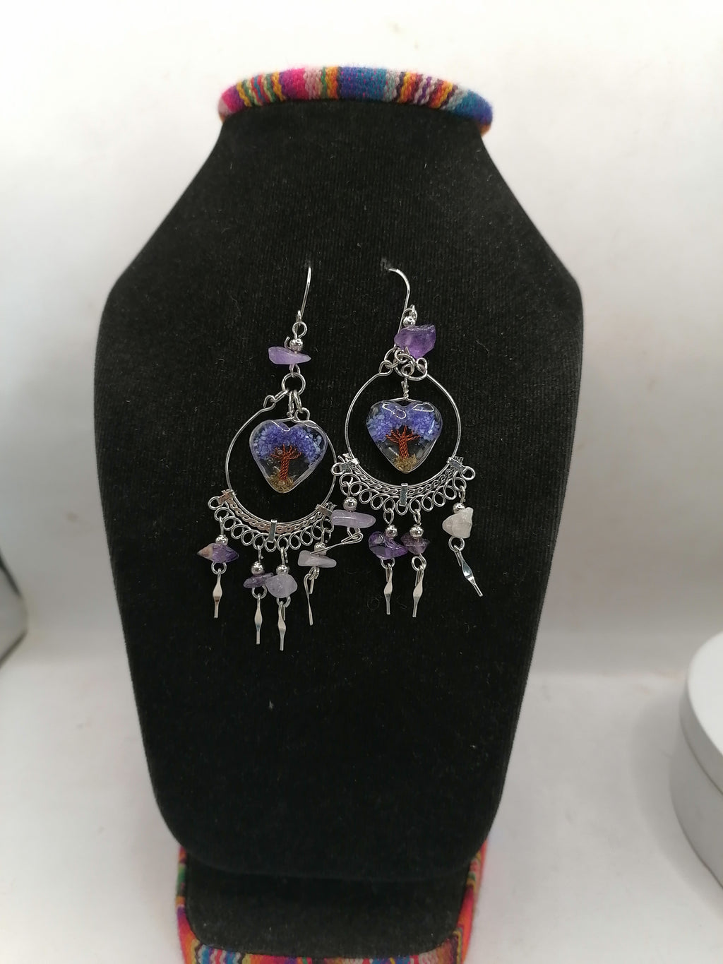 Alpaca Earrings for Women, Natural Amethyst Stone