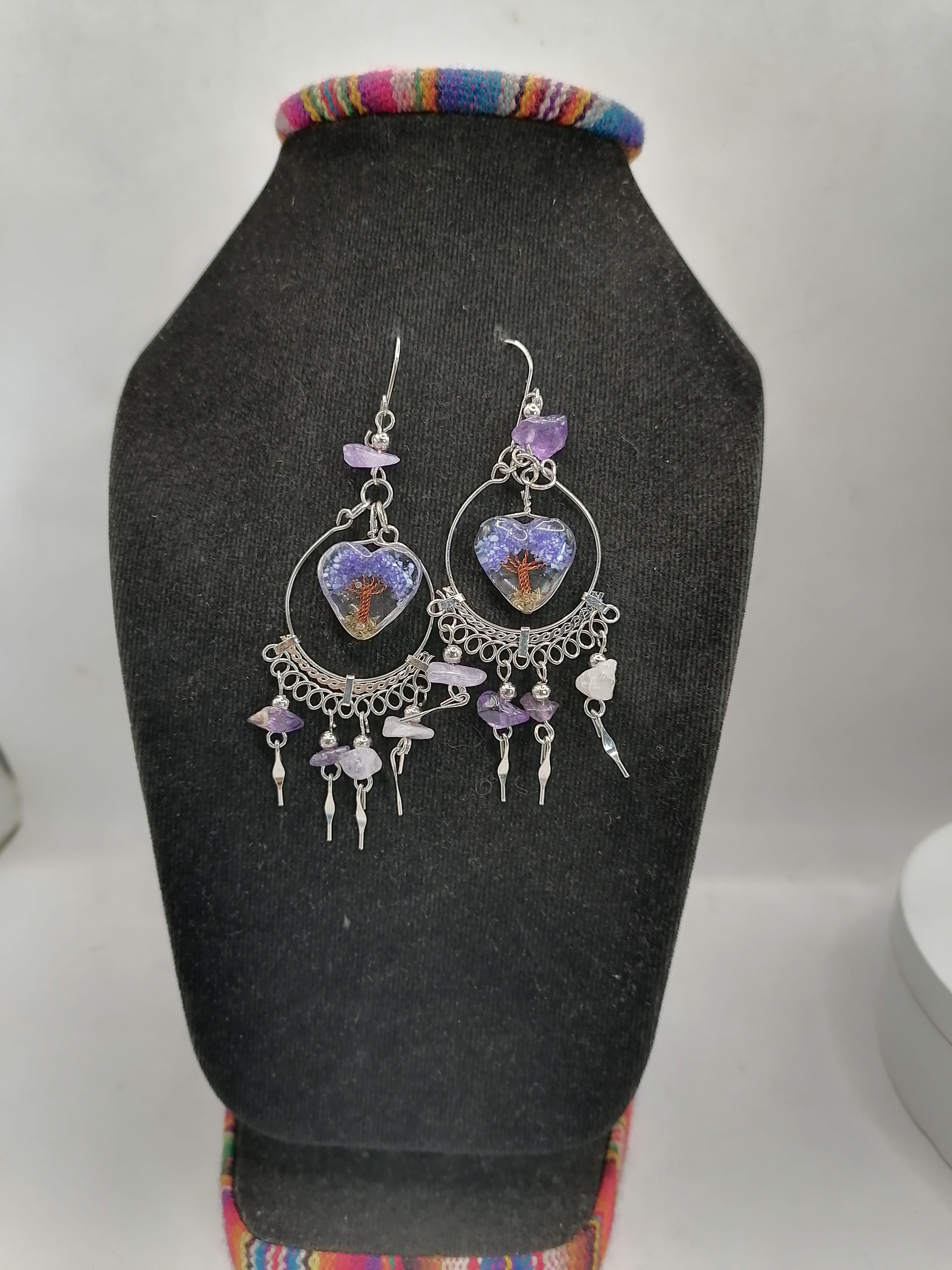 Alpaca Earrings for Women, Natural Amethyst Stone