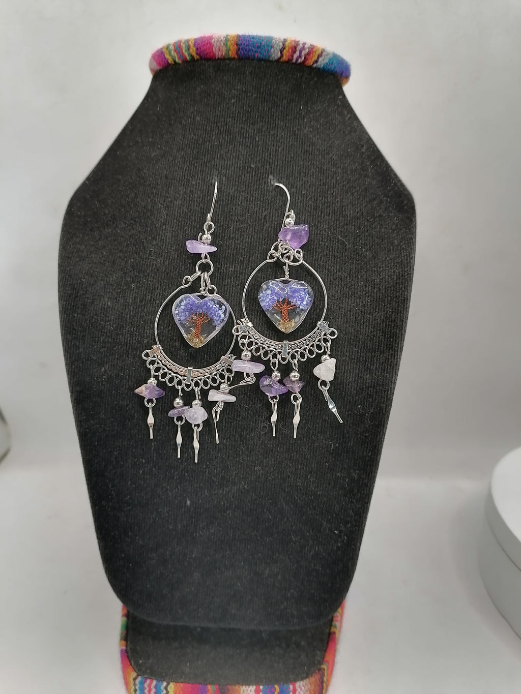 Alpaca Earrings for Women, Natural Amethyst Stone