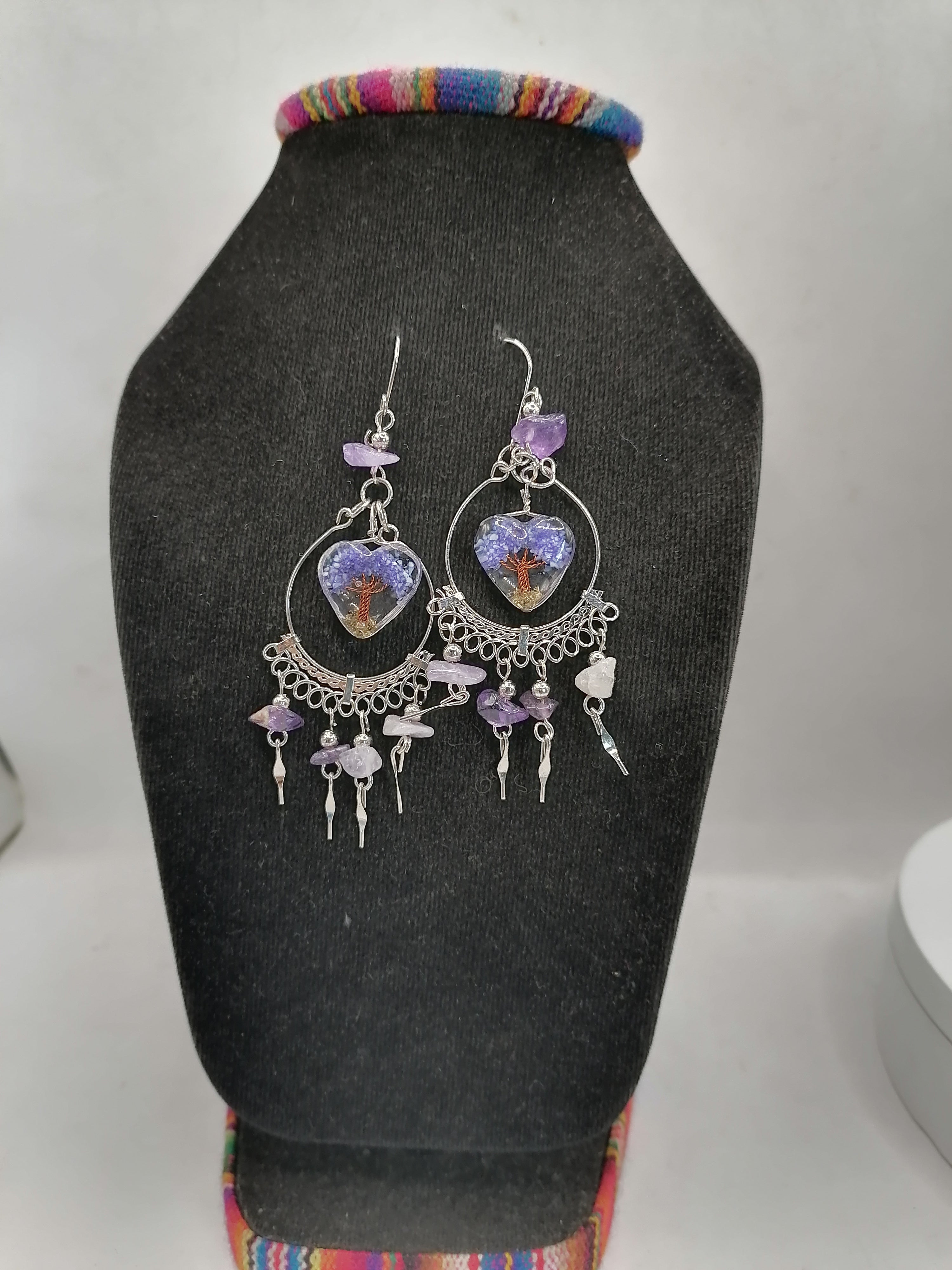 Alpaca Earrings for Women, Natural Amethyst Stone