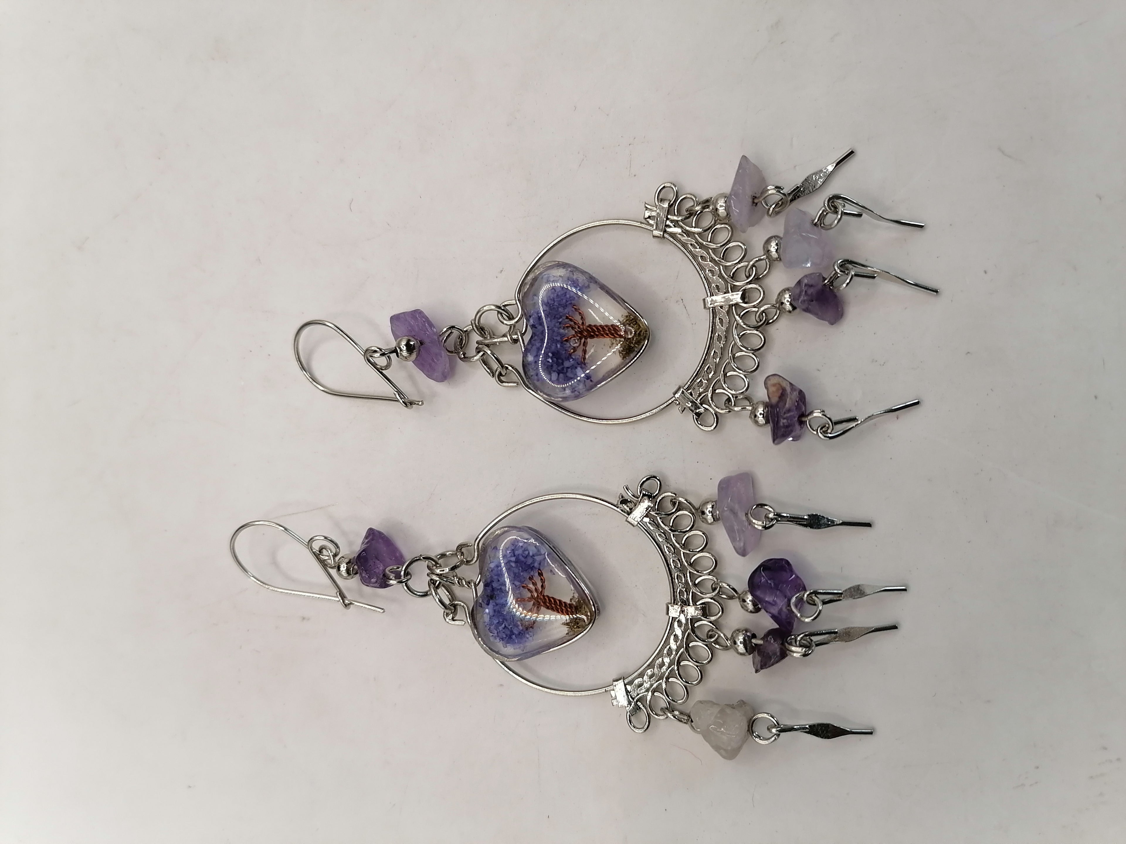 Alpaca Earrings for Women, Natural Amethyst Stone