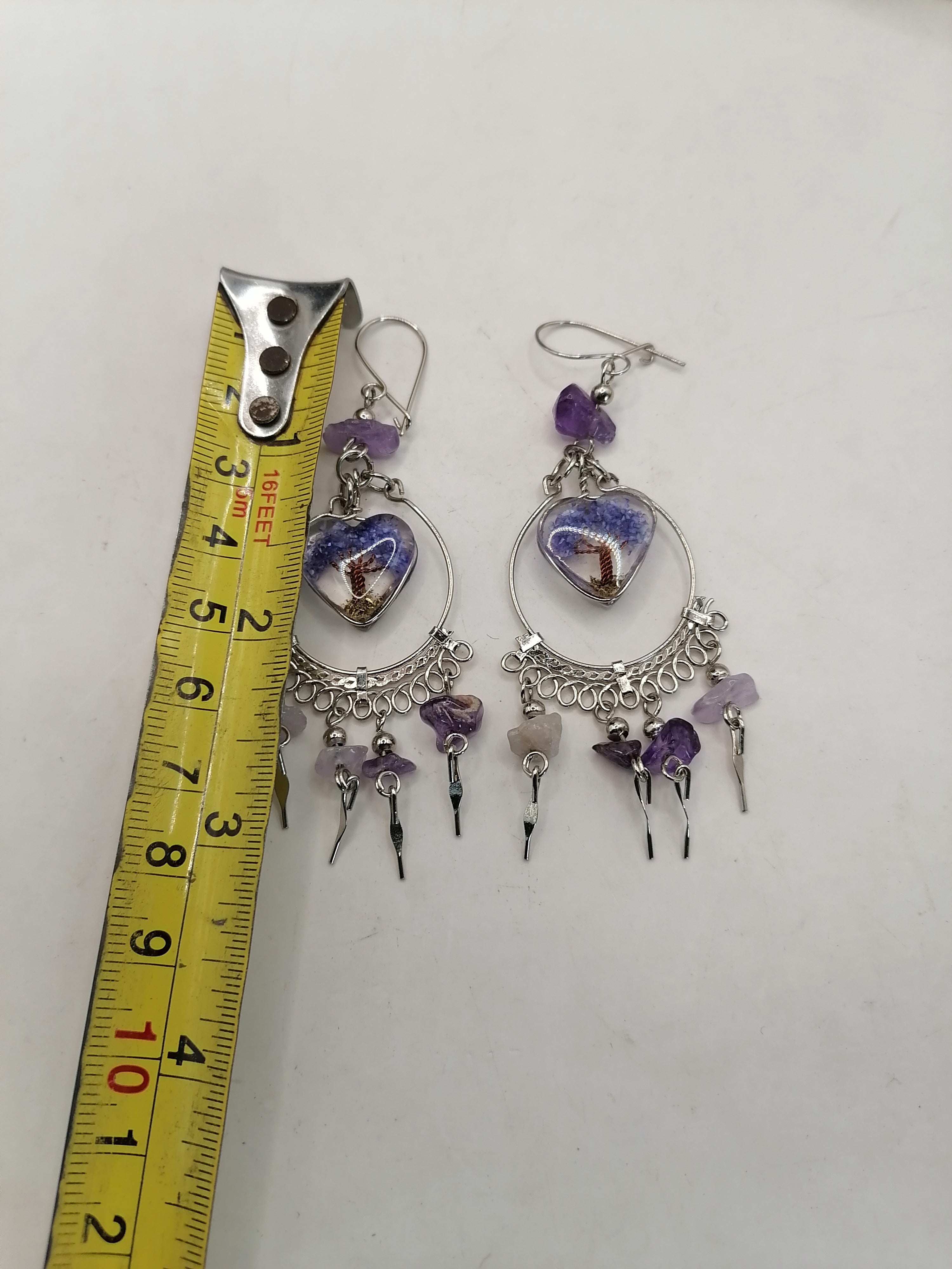 Alpaca Earrings for Women, Natural Amethyst Stone