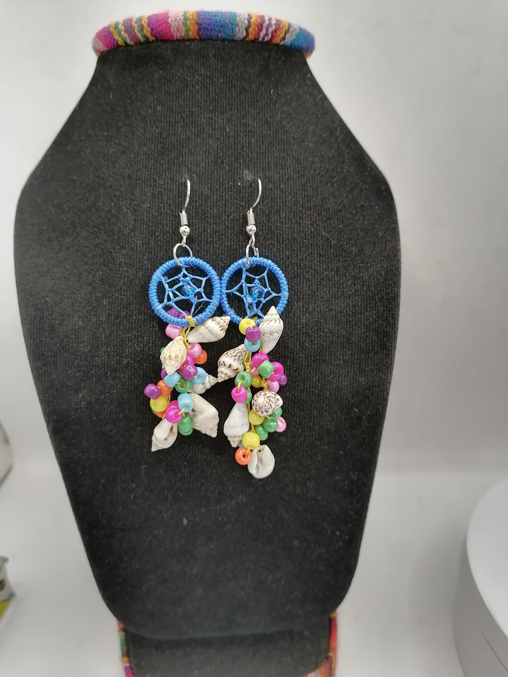 Alpaca Mother-of-Pearl Earrings, Dreamcatcher Design, Peruvian Handicrafts, Cusco