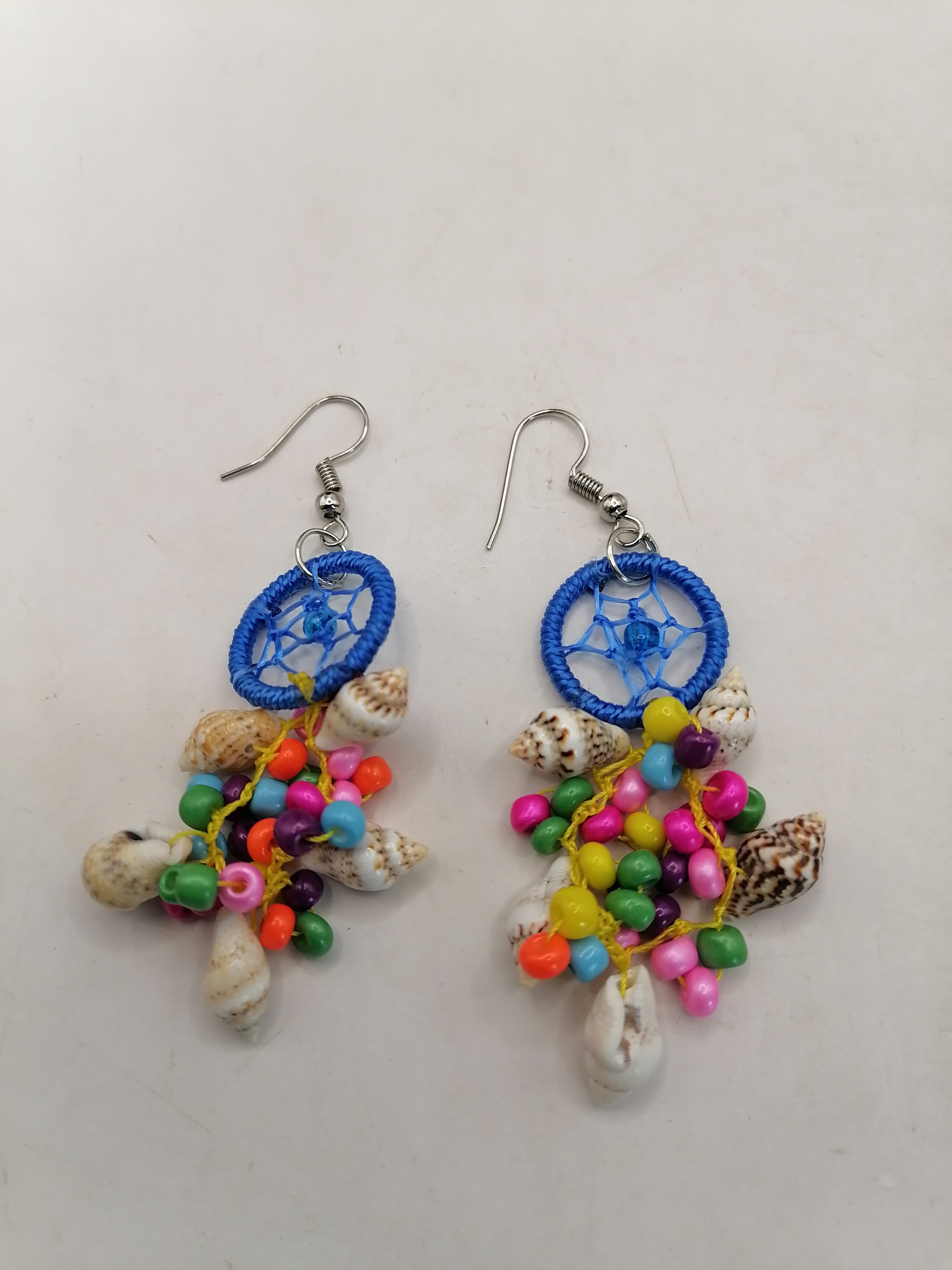 Alpaca Mother-of-Pearl Earrings, Dreamcatcher Design, Peruvian Handicrafts, Cusco