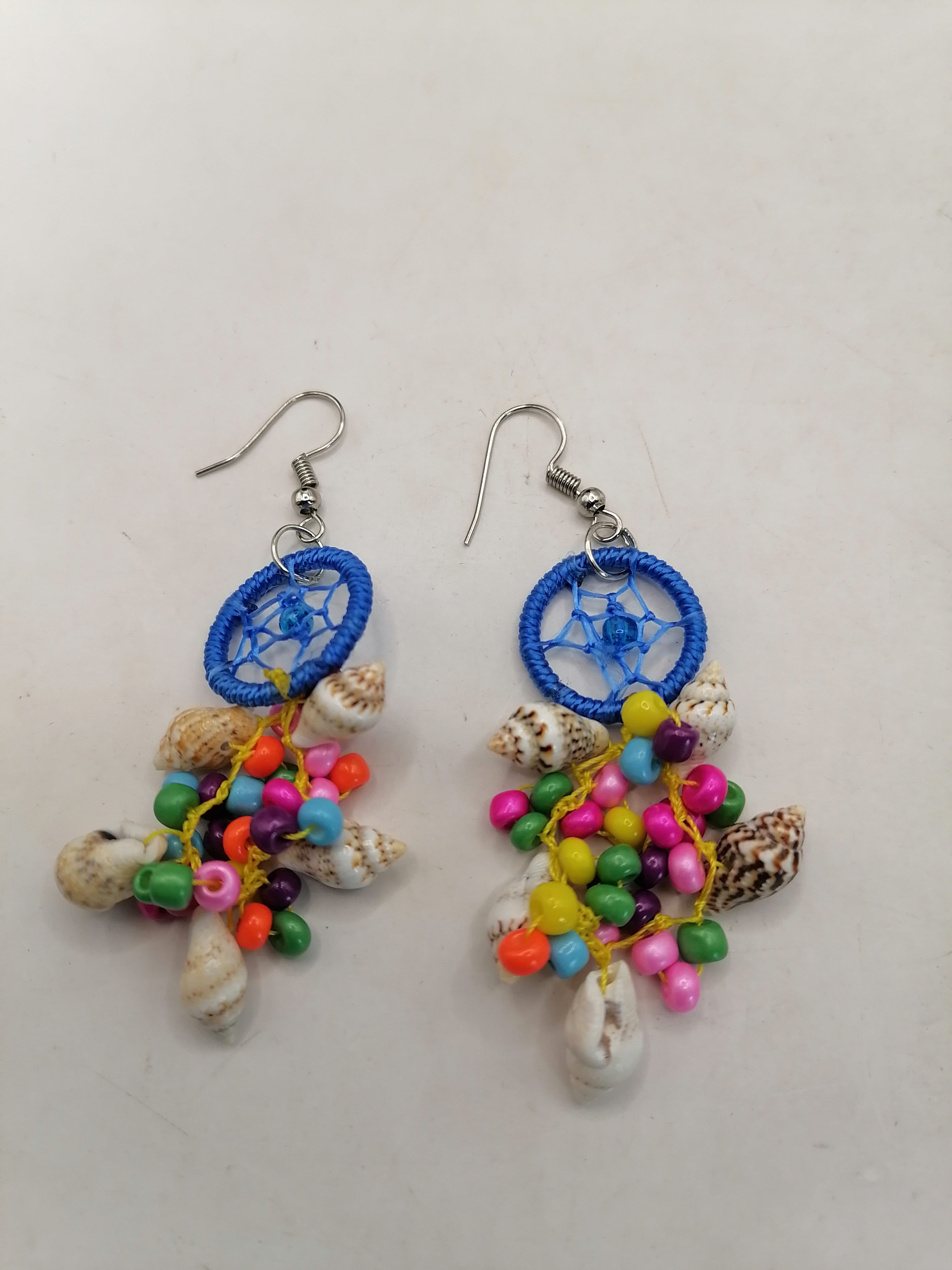 Alpaca Mother-of-Pearl Earrings, Dreamcatcher Design, Peruvian Handicrafts, Cusco