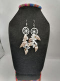 Handmade Alpaca Earrings with Mother-of-Pearl and Multicolor Dreamcatcher