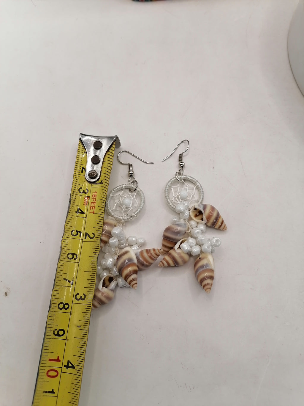 Handmade Alpaca Earrings with Mother-of-Pearl and Multicolor Dreamcatcher