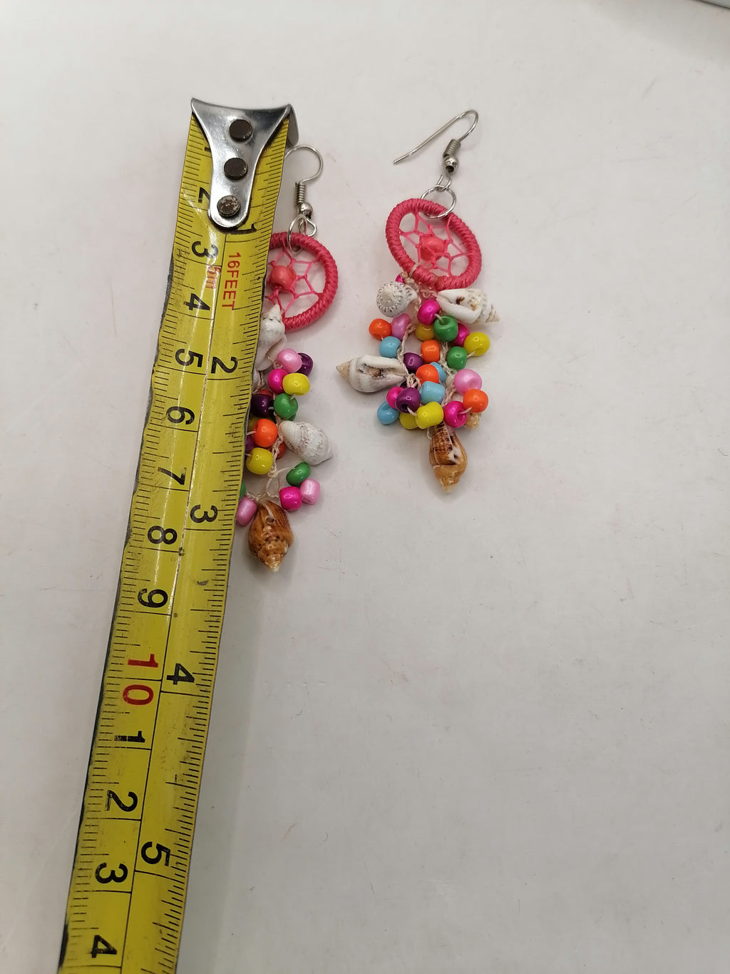 Women's Earrings Alpaca Mother of Pearl Dreamcatcher Design