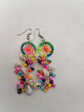 Multicolored Earrings for Women Handmade Alpaca Mother of Pearl Dreamcatcher