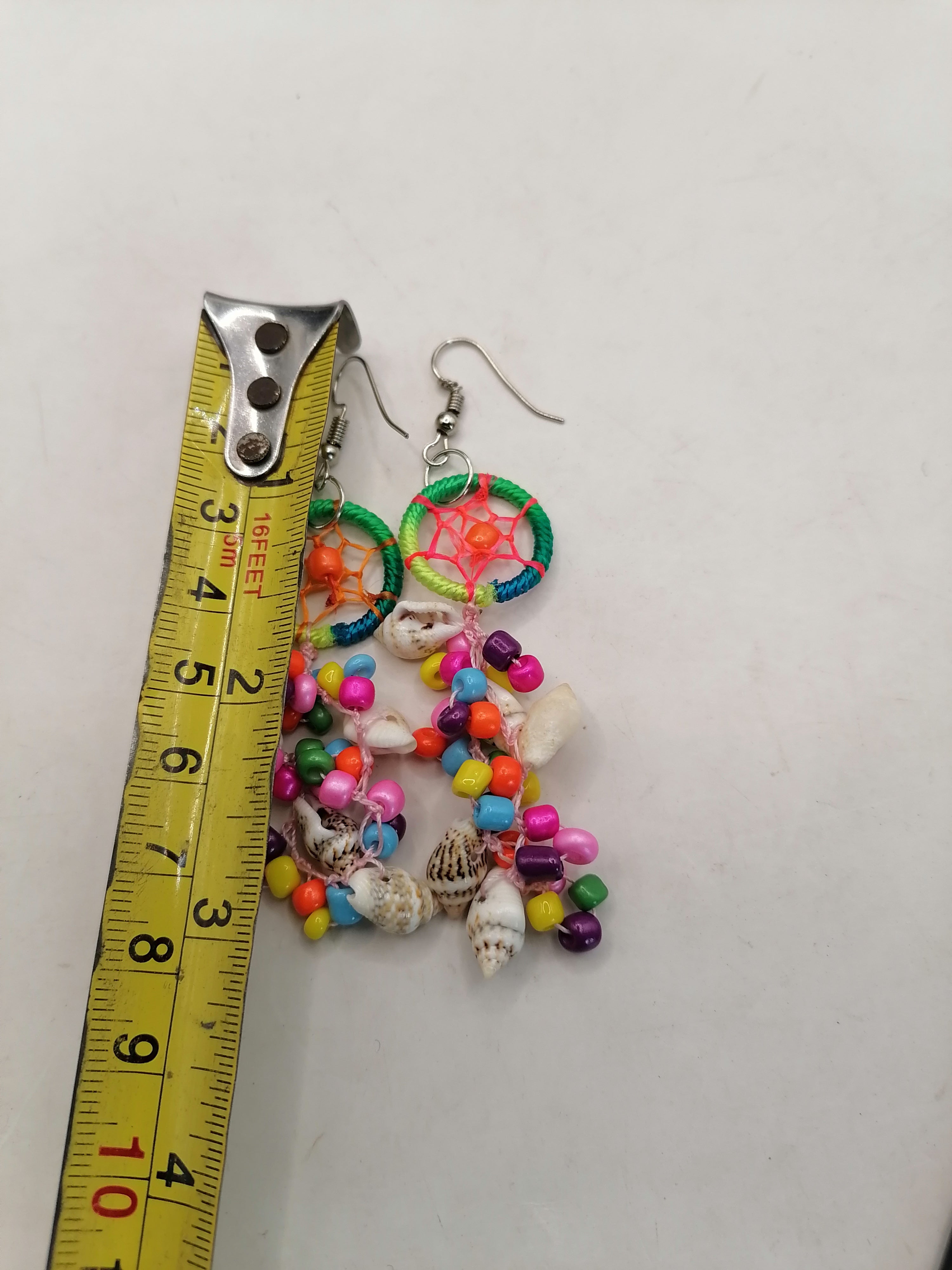 Multicolored Earrings for Women Handmade Alpaca Mother of Pearl Dreamcatcher