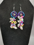 Women's Handwoven Earrings with Mother-of-Pearl Shell and Dreamcatcher Design