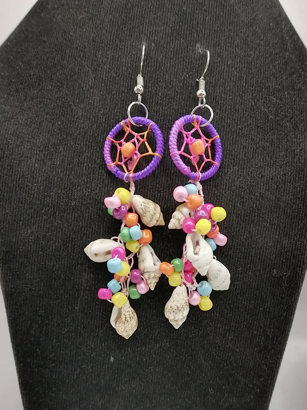 Women's Earrings Alpaca Mother of Pearl Dreamcatcher Design Peruvian Handicraft Cusco