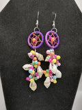 Women's Earrings Alpaca Mother of Pearl Dreamcatcher Design Peruvian Handicraft Cusco