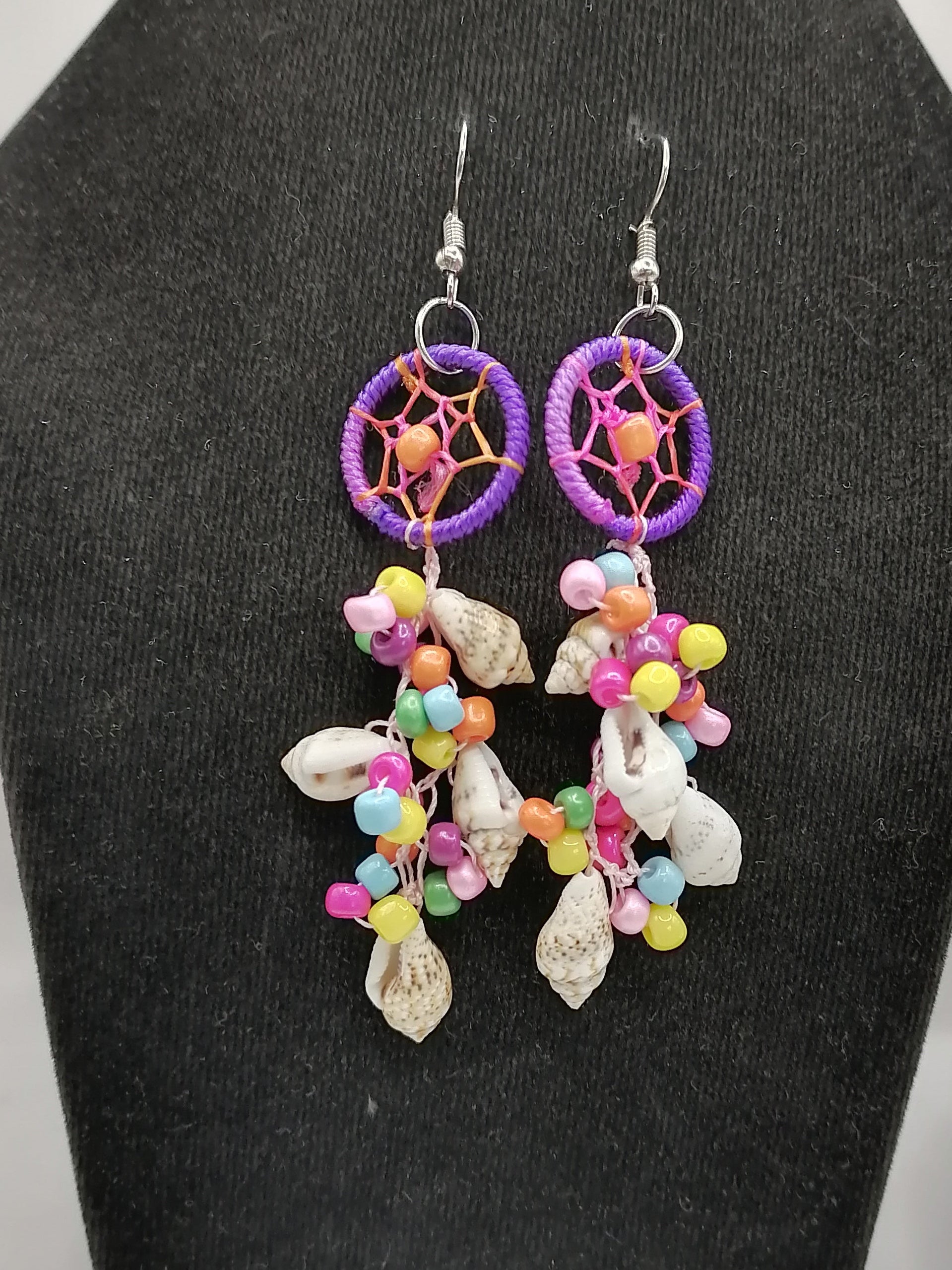 Women's Earrings Alpaca Mother of Pearl Dreamcatcher Design Peruvian Handicraft Cusco