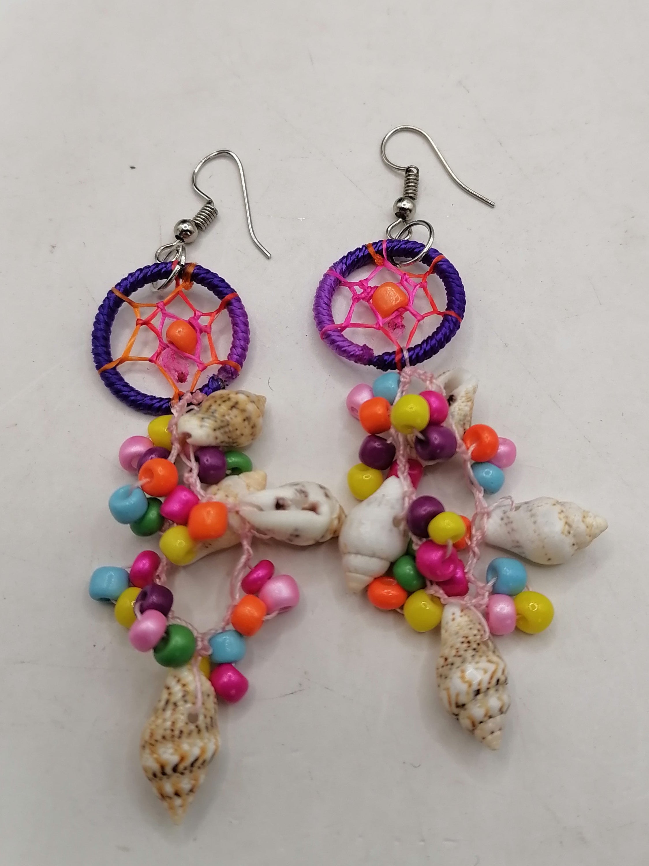 Women's Earrings Alpaca Mother of Pearl Dreamcatcher Design Peruvian Handicraft Cusco