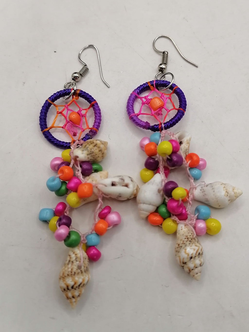 Women's Earrings Alpaca Mother of Pearl Dreamcatcher Design Peruvian Handicraft Cusco