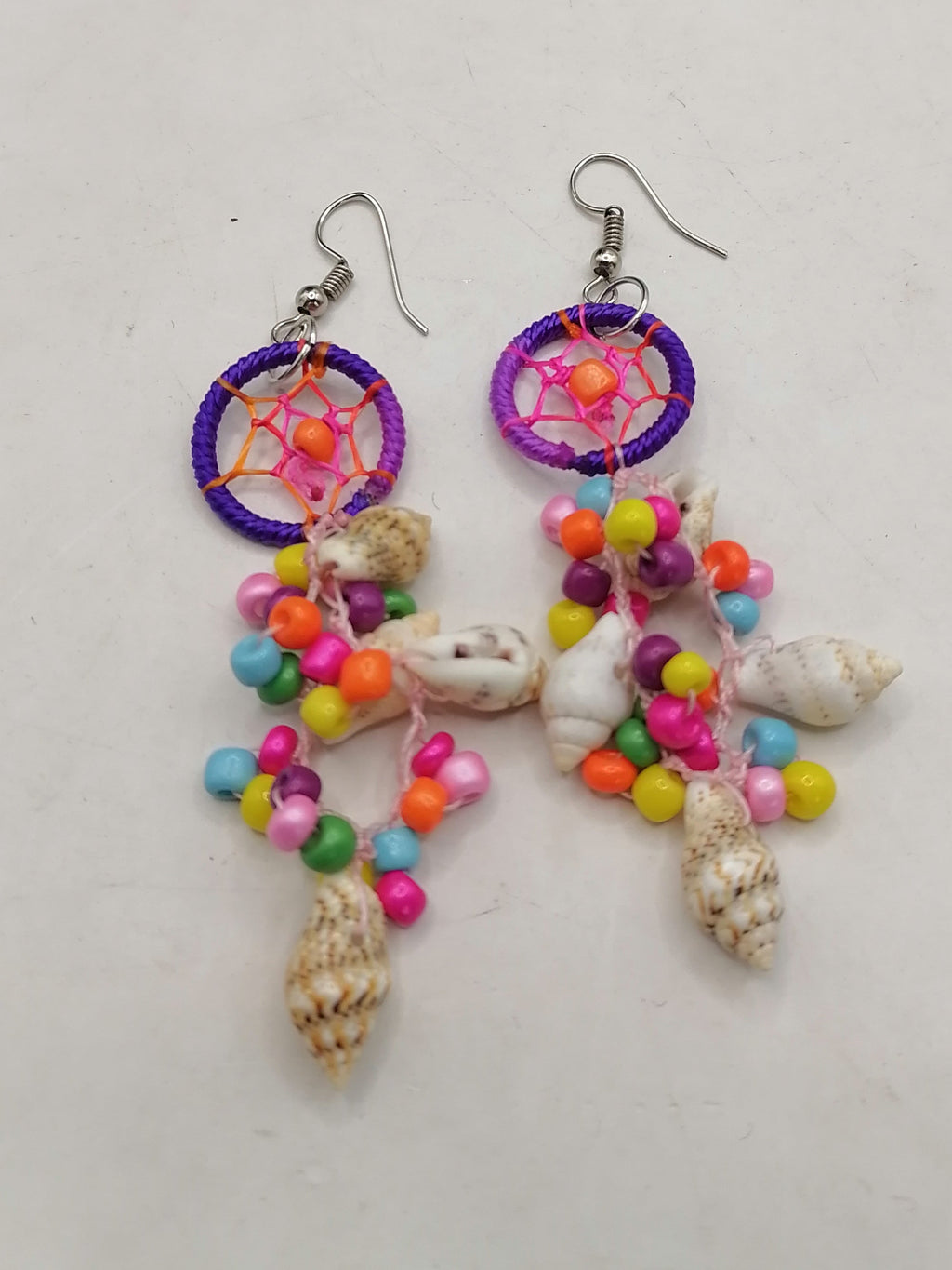 Women's Earrings Alpaca Mother of Pearl Dreamcatcher Design Peruvian Handicraft Cusco