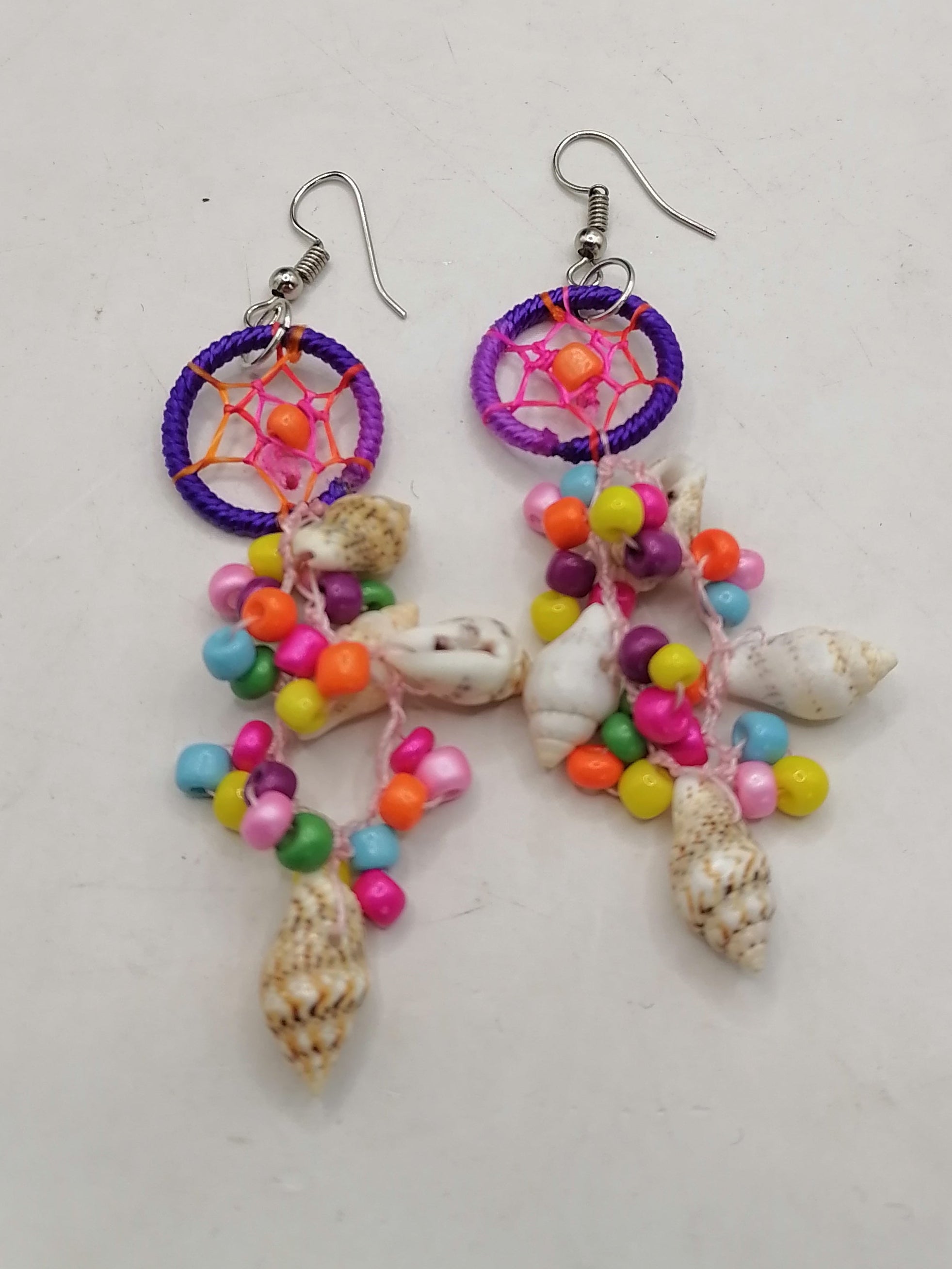 Women's Earrings Alpaca Mother of Pearl Dreamcatcher Design Peruvian Handicraft Cusco