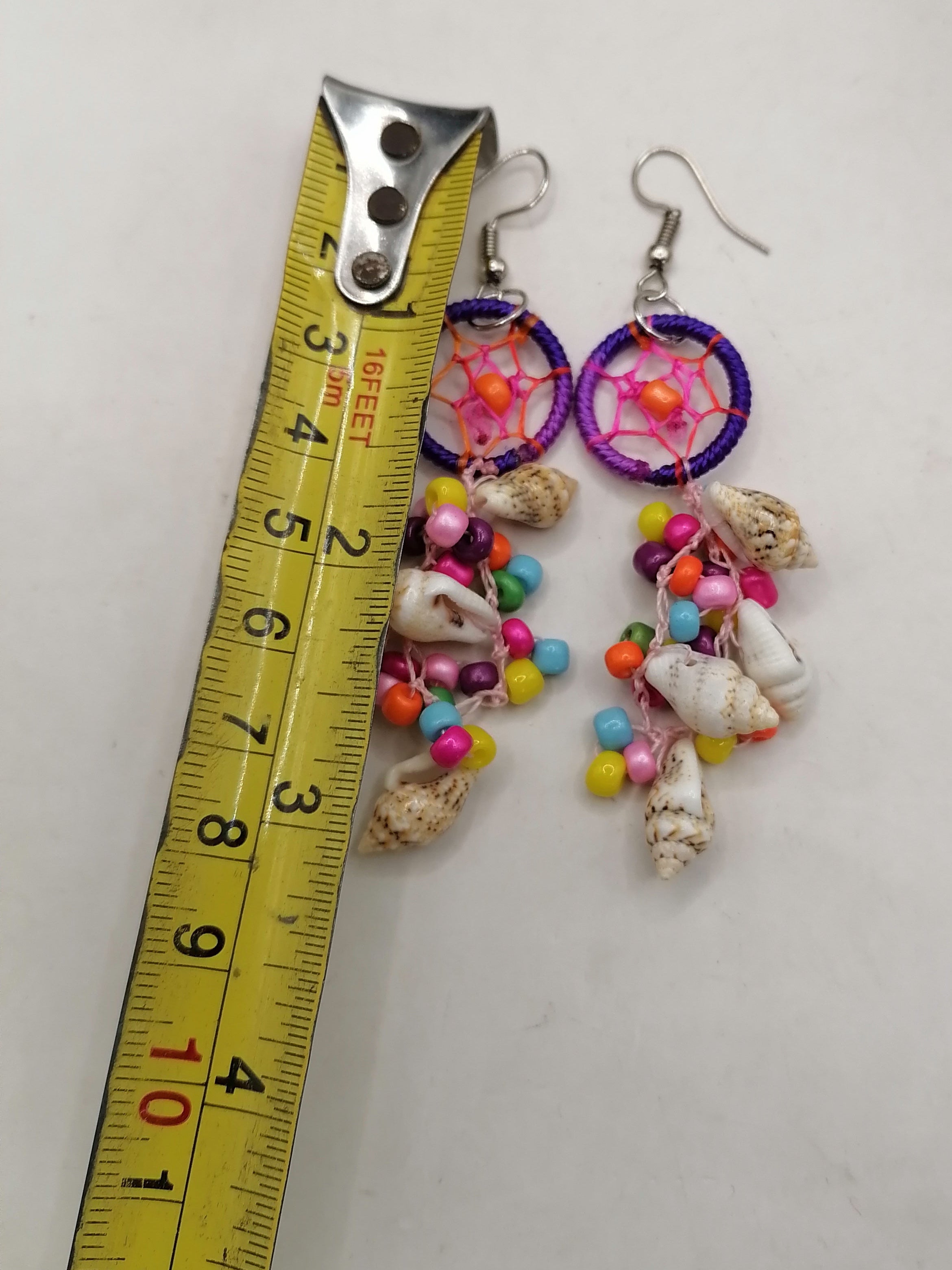 Women's Earrings Alpaca Mother of Pearl Dreamcatcher Design Peruvian Handicraft Cusco