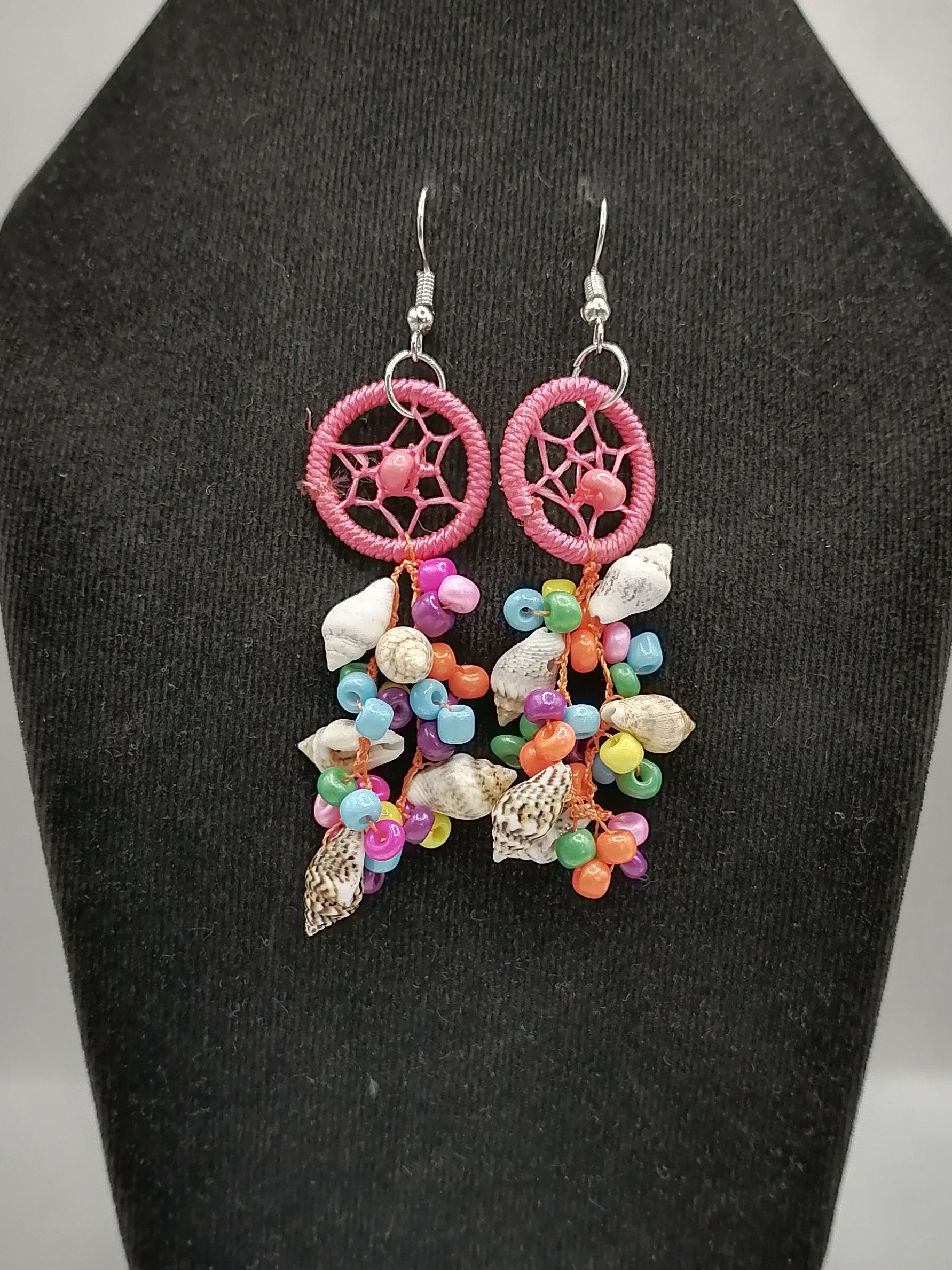 Handmade Earrings for Women with Mother-of-Pearl Shells and Multicolored Beads
