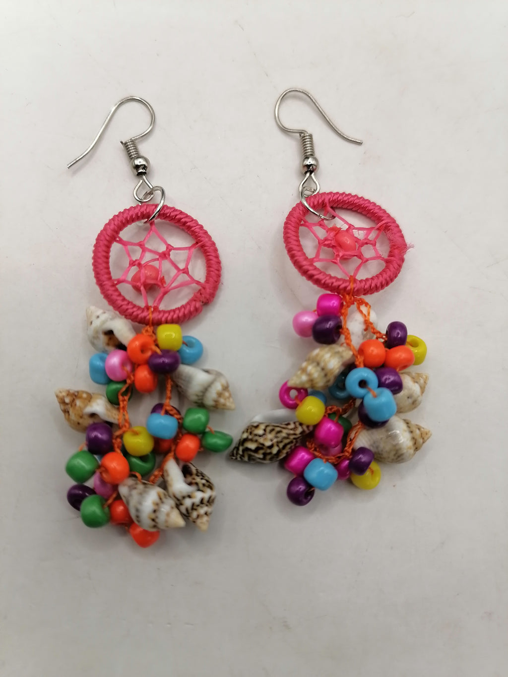 Handmade Earrings for Women with Mother-of-Pearl Shells and Multicolored Beads