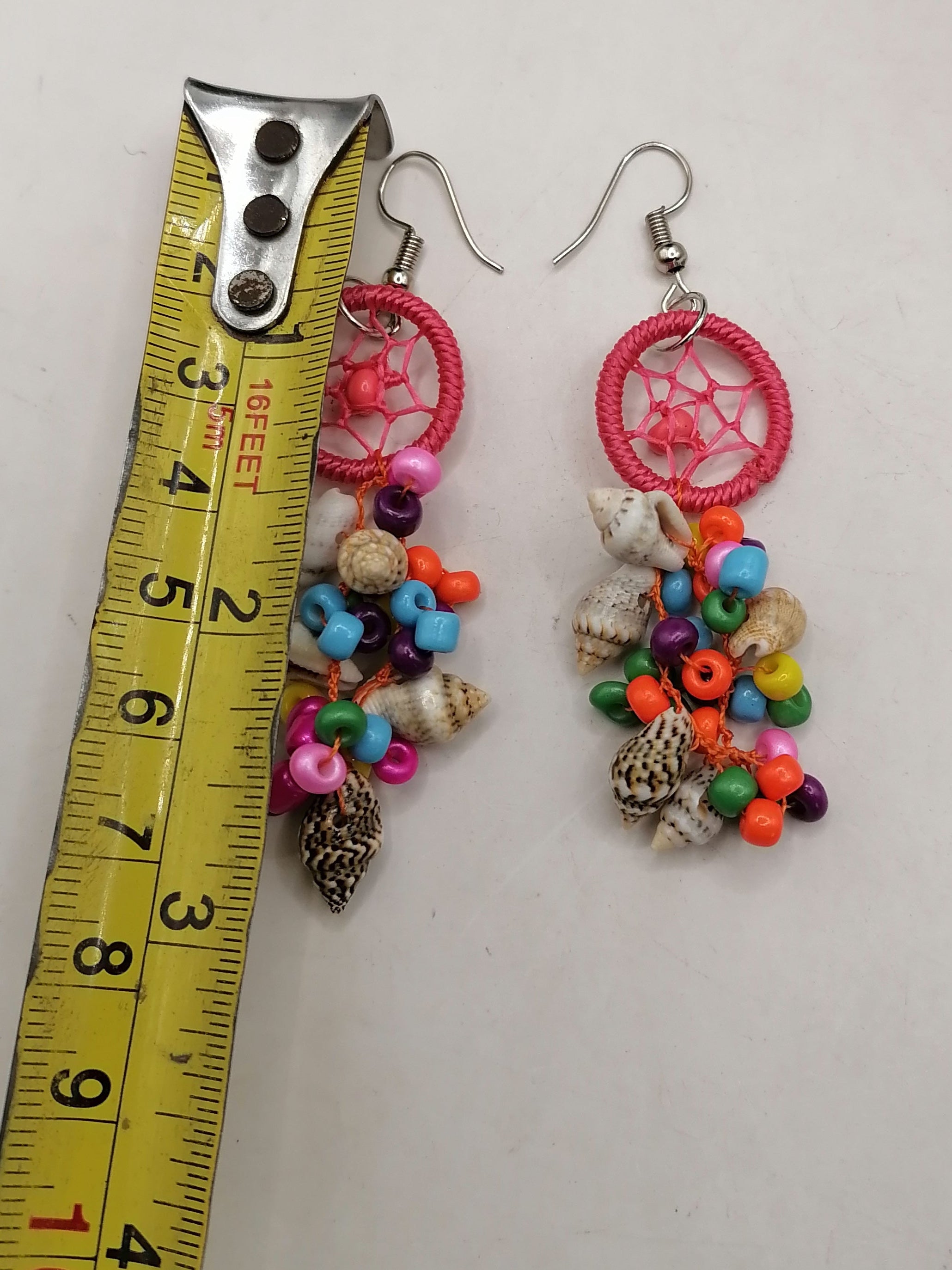 Handmade Earrings for Women with Mother-of-Pearl Shells and Multicolored Beads