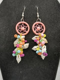 Handmade Earrings for Women with Mother-of-Pearl and Multicolored Beads