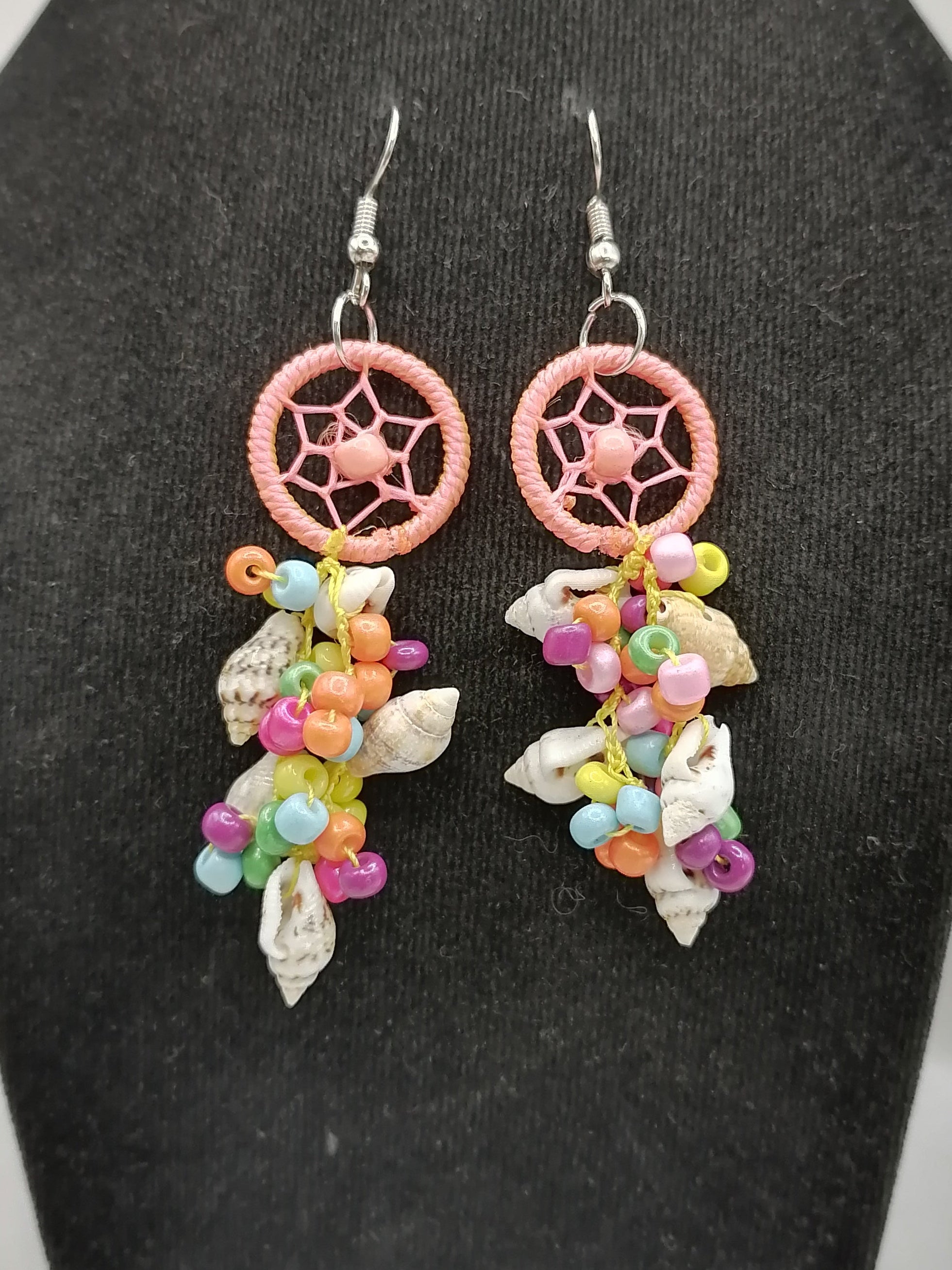 Handmade Earrings for Women with Mother-of-Pearl and Multicolored Beads