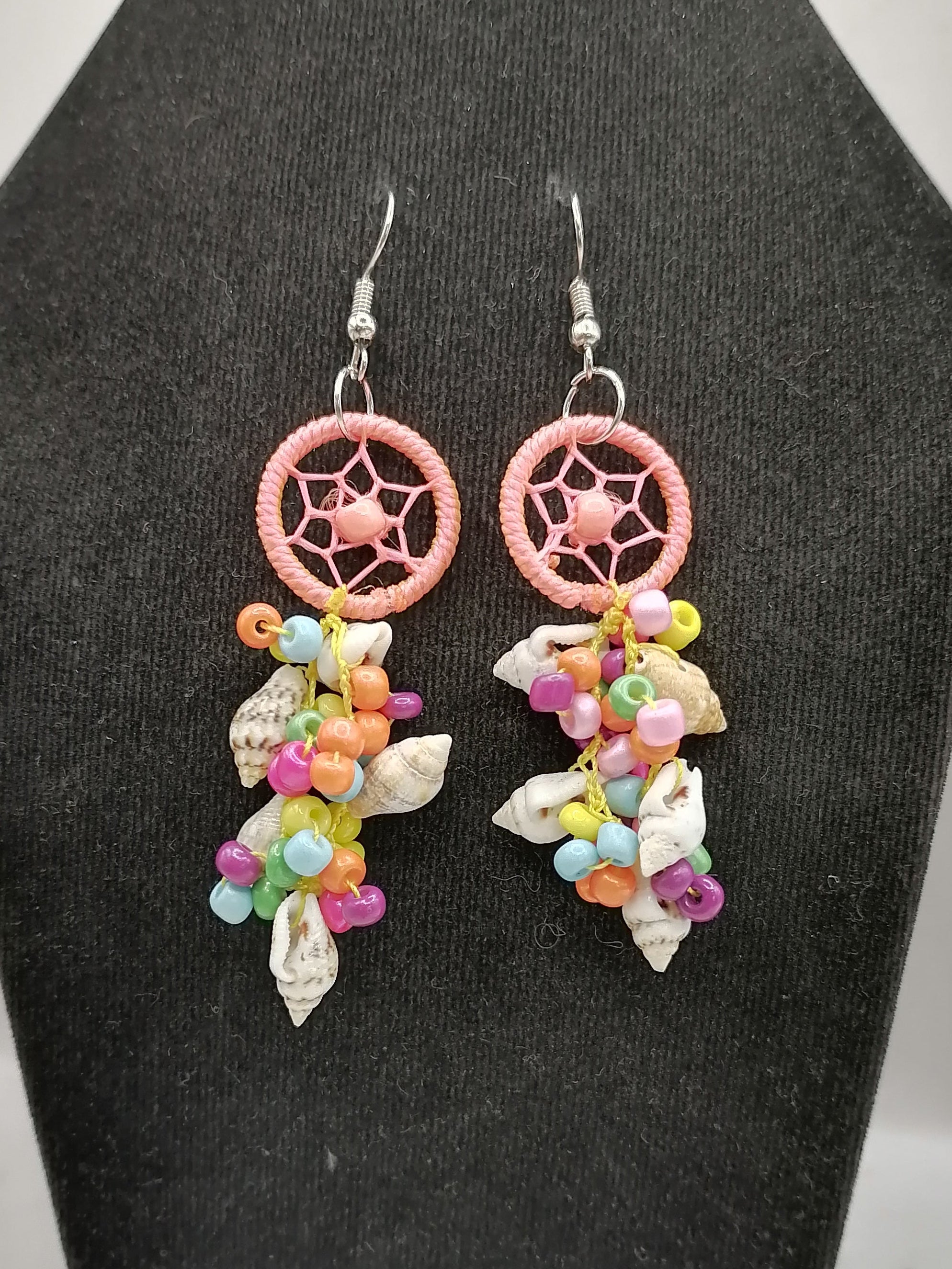 Handmade Earrings for Women with Mother-of-Pearl and Multicolored Beads