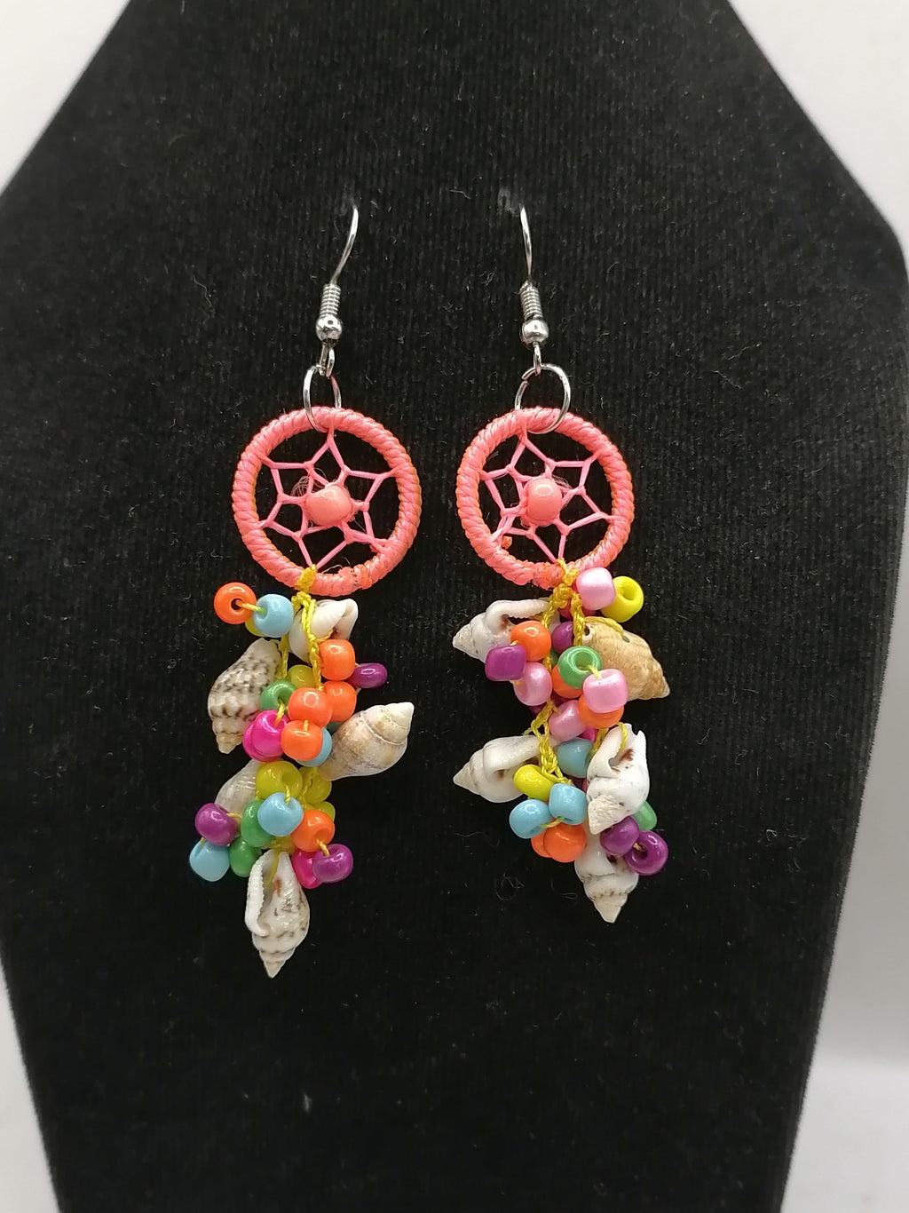 Handmade Earrings for Women with Mother-of-Pearl and Multicolored Beads