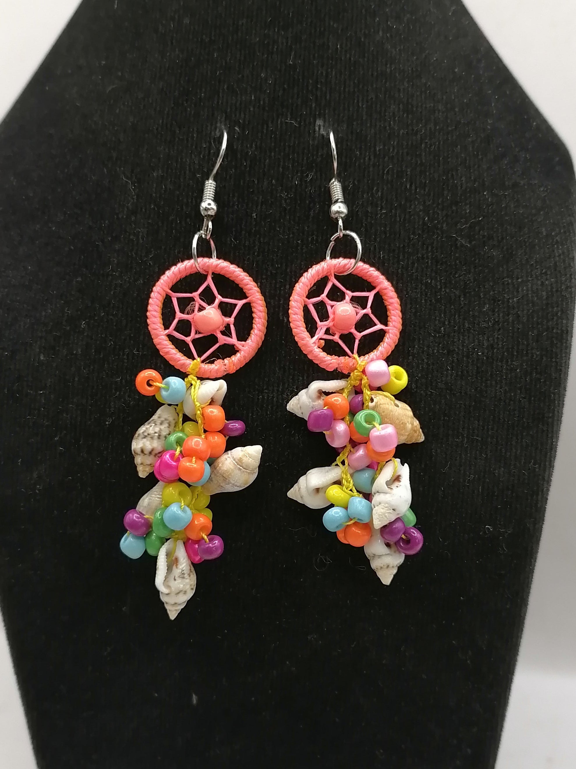 Handmade Earrings for Women with Mother-of-Pearl and Multicolored Beads